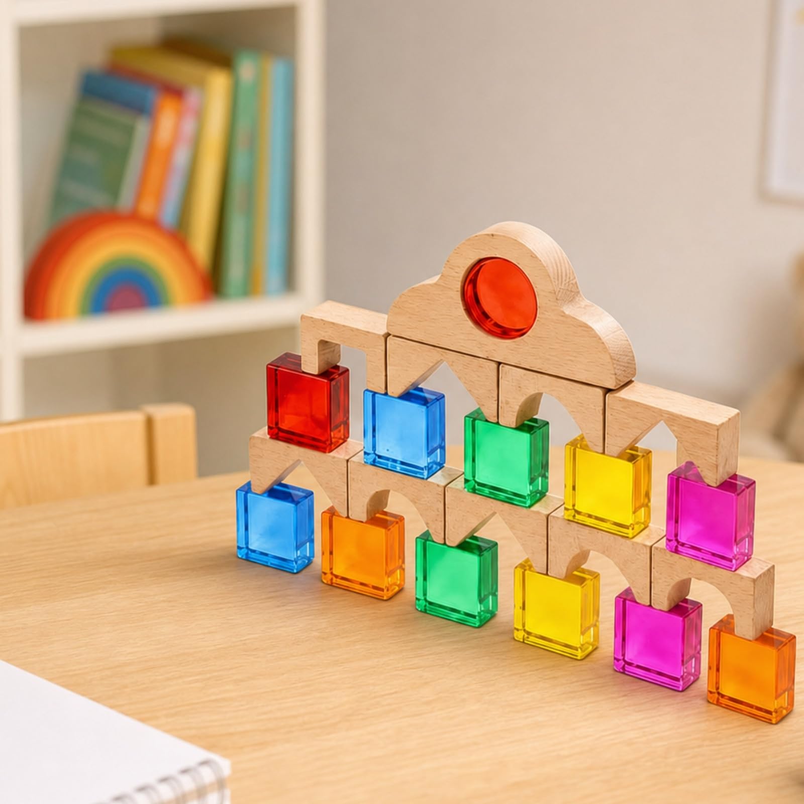 Gioco di Chiaroscuro Educativo Forme Geometriche Assortite, Curvo, Impilabili, Giocattoli, per Asilo