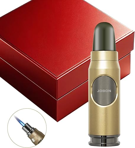 Miniatura 8 de Navpeak Encendedor de butano resistente al viento, encendedor de llama de chorro recargable en forma de bala para velas, al aire libre, postres y