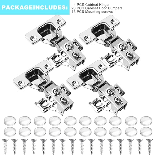 Miniatura 6 de Bisagras de gabinete de cierre lento suave superpuestas de 12 pulgada, 4 bisagras ocultas de gabinete de cocina, bisagras de cierre lento ocultas de