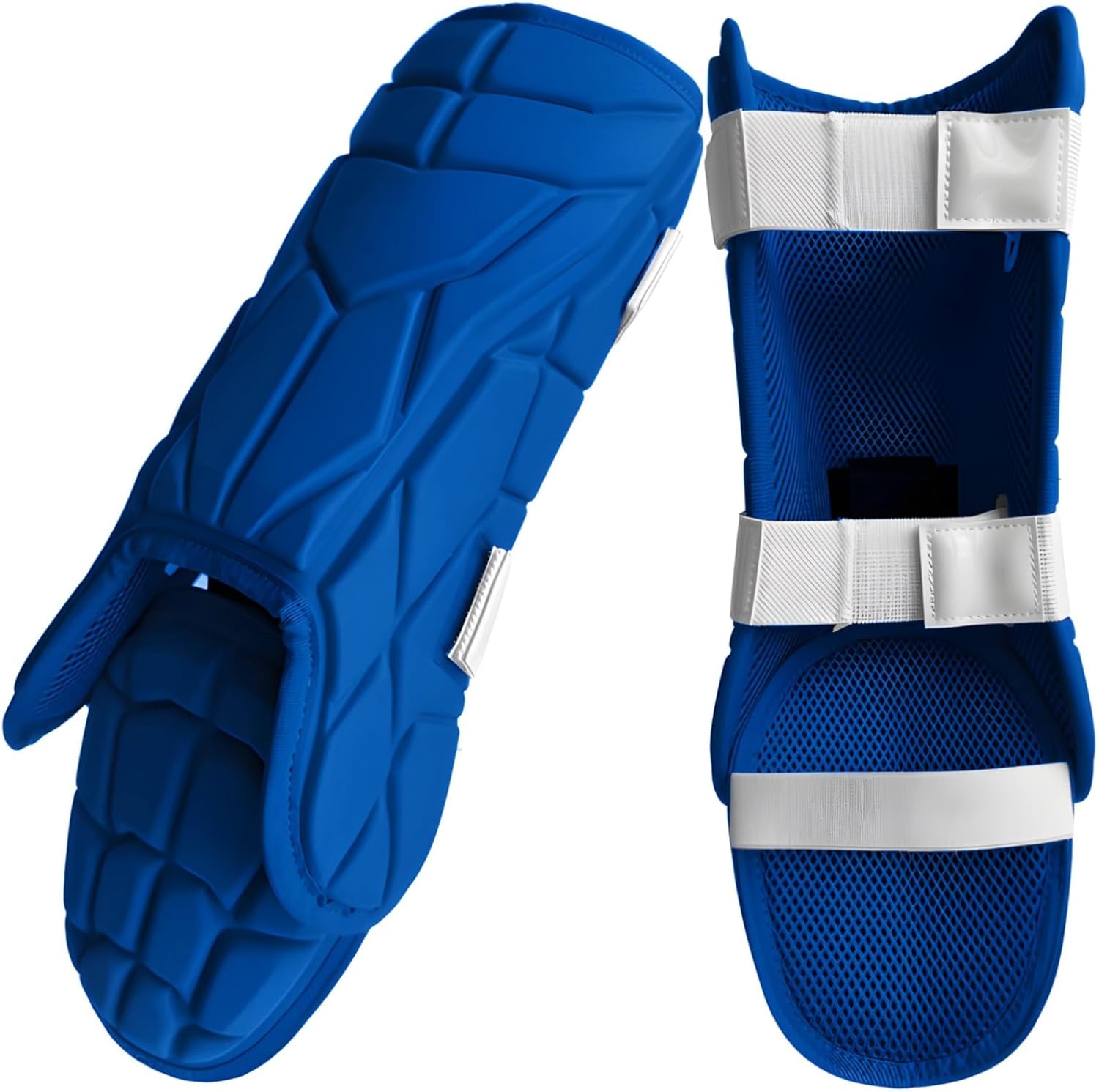 Protective Baseball Shin Guards, Adjustable, High-Density Foam, Breathable Mesh, Blue