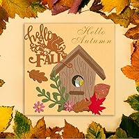 Vista 3 de Troqueles de corte de casa de otoño, hojas de ardilla, pájaros, hojas de flores, palabras, troquelados, plantillas para hacer tarjetas, álbumes