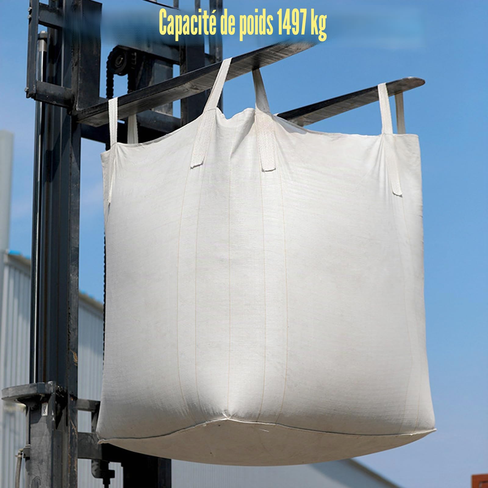 DAJAVE Big Bag - Lot de 2 sacs pour gravats de construction, bois, déchets de jardin, sable, déchets de construction, 1000 kg, avec 4 poignées de levage pour le transport
