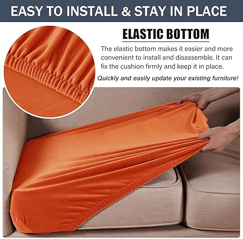 Miniatura 5 de Funda de cojín elástica de terciopelo suave, funda de cojín de felpa de terciopelo suave, fundas de sofá, protector de muebles con parte inferior