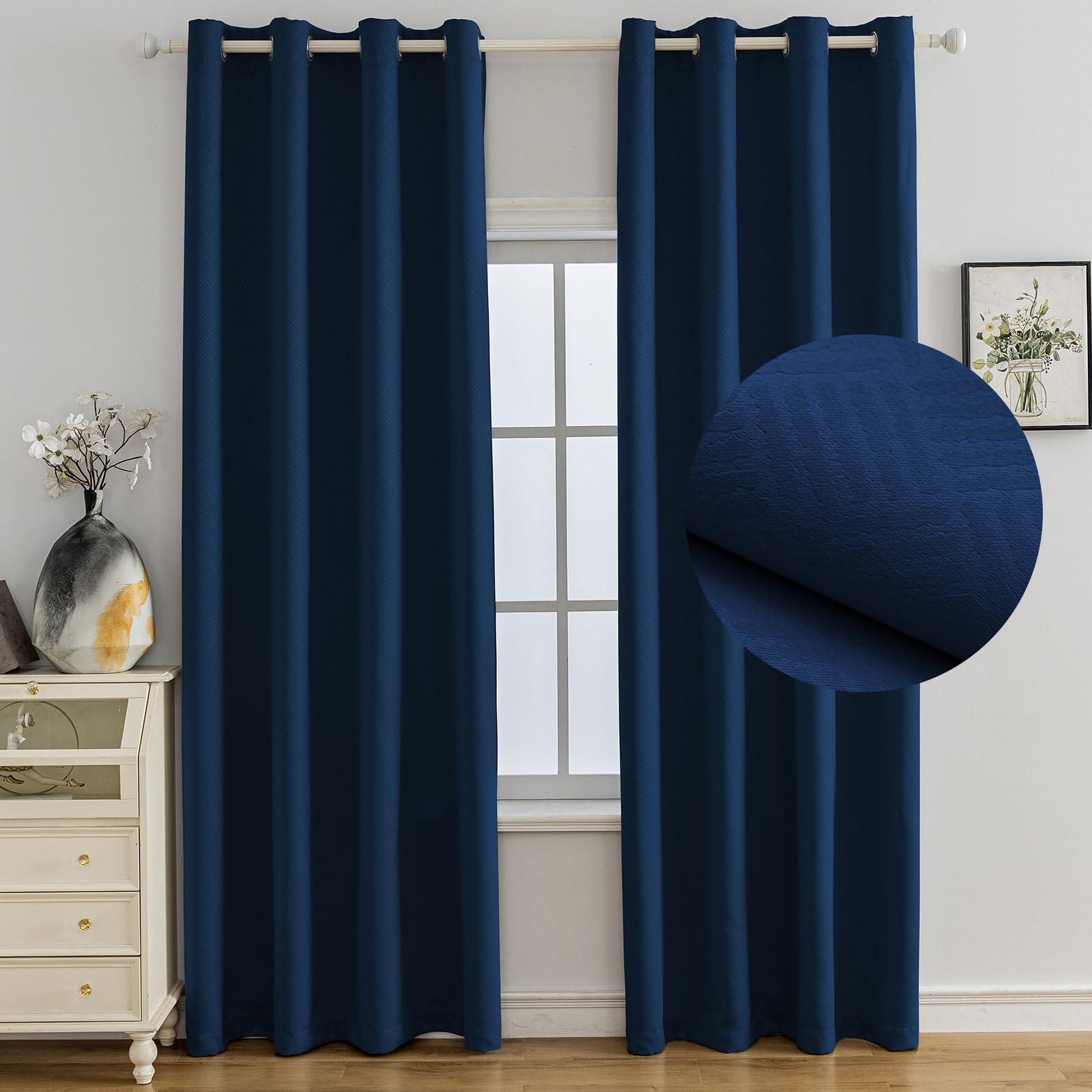 Ystyle Cortinas Termicas Aislantes Frio y Calor Opacas Dormitorio 2 Piezas, 140x160 CM, Modernas Blackout Cortinas con Ojales para Habitacion Salon, BLU Scuro Global Recycled Standard Global Recycled Standard Global Recycled Standard