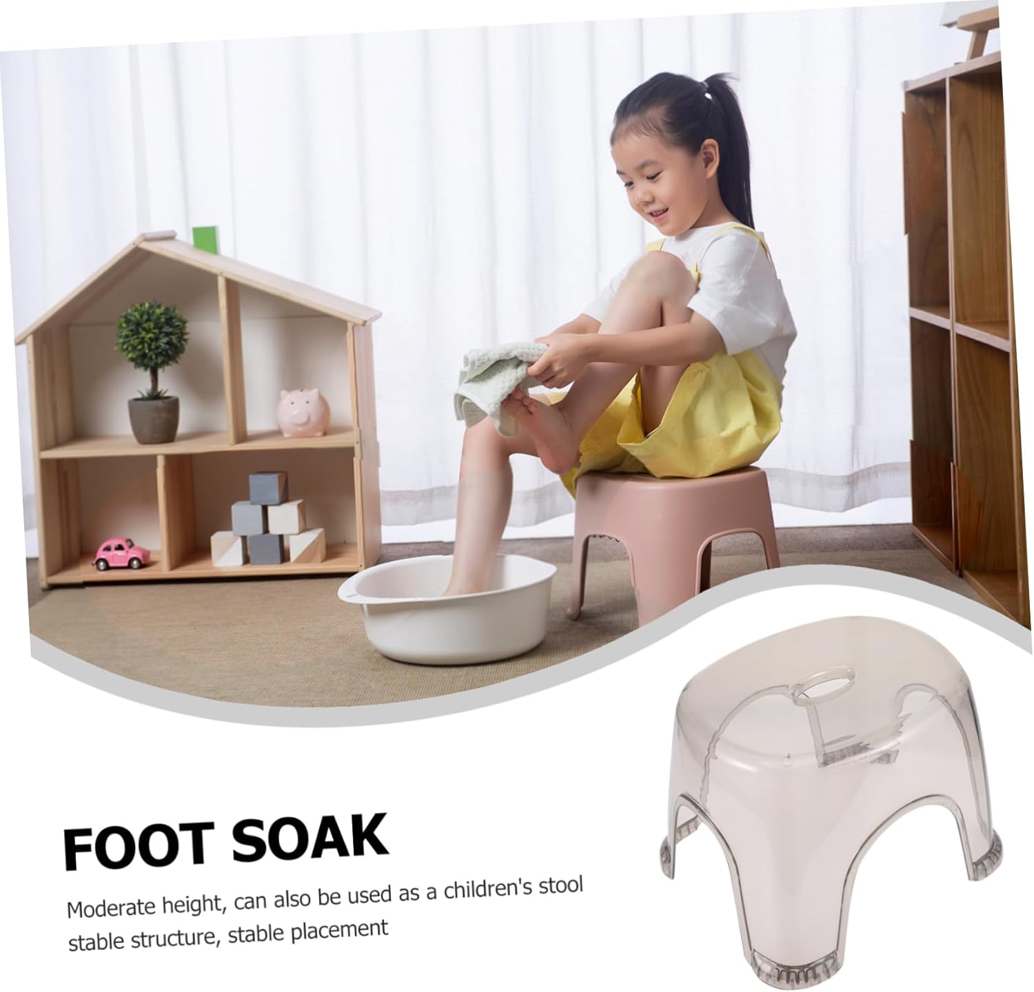 2pcs Low Stool for Boy Girl Heavy Duty Plastic Step Stool for Bathroom Non-Slip Design Easy to Clean for Changing Shoes and Potty Training for Home Use