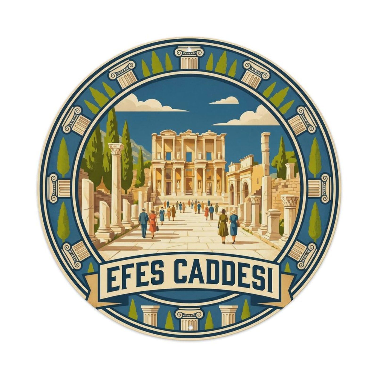 Ephesus Street Marble Turkish Textile Retro Graphic Metal Tin Sign