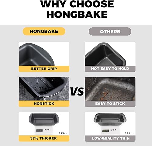 Miniatura 2 de HONGBAKE Juego de 3 moldes para pan para hornear, molde para pan de 1 libra con agarres anchos antiadherentes, paquete de 3, 8.5 x 4.5 pulgadas,