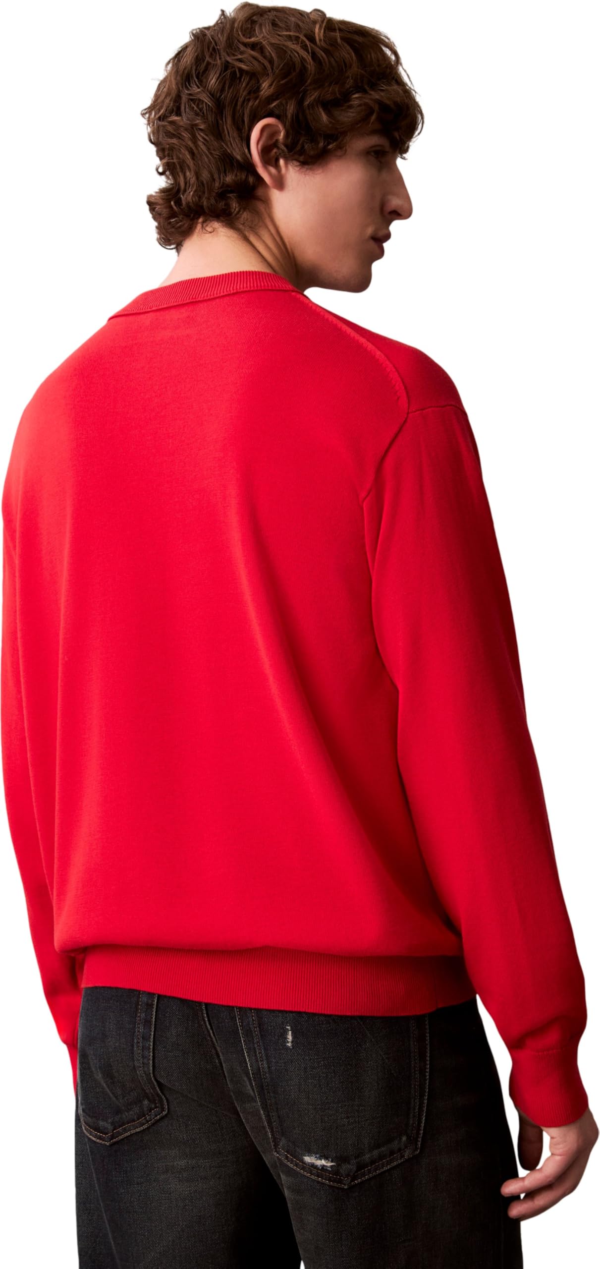 Calvin Klein Uomo Pullover Cotton Relaxed con Scollo Rotondo