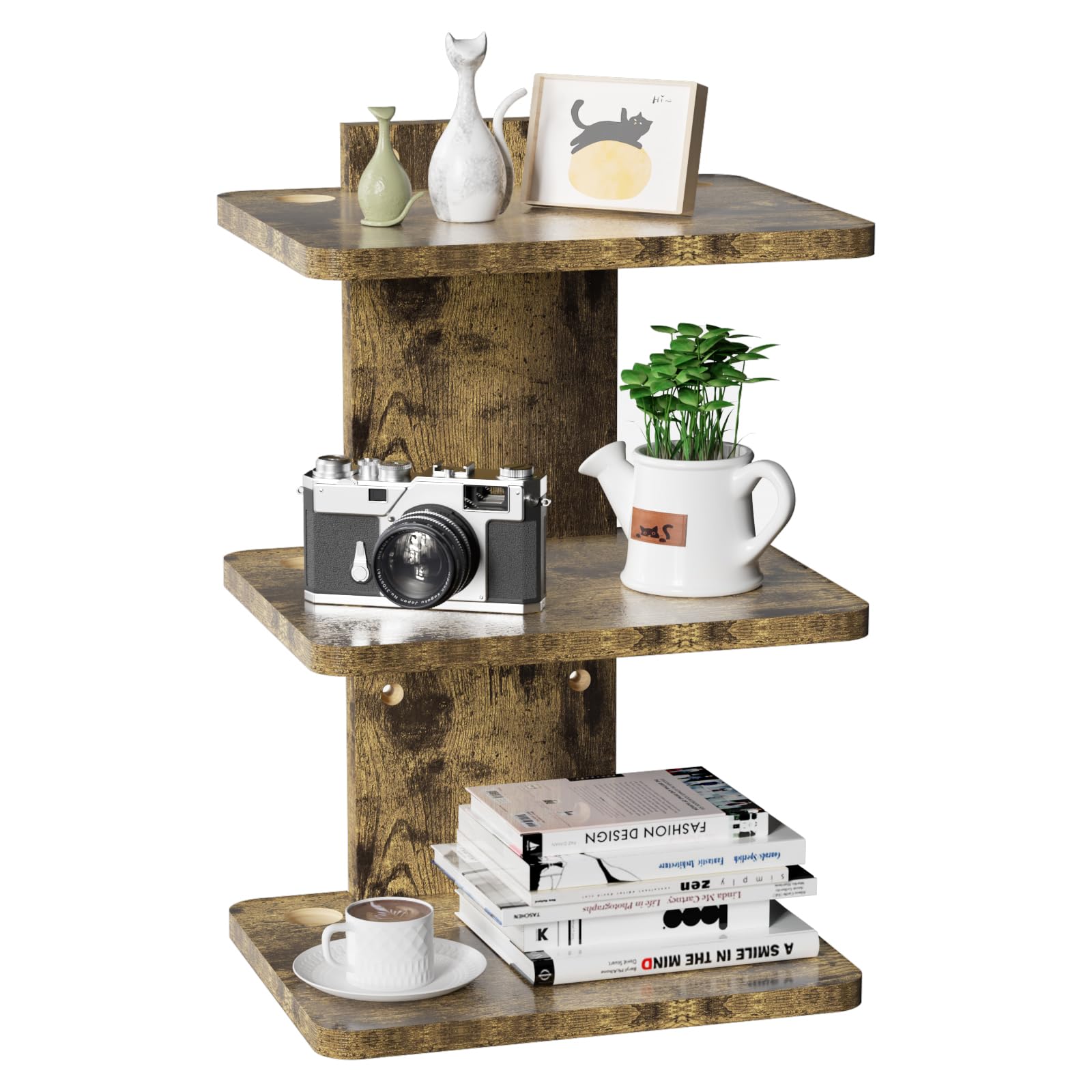 WALI Floating TV Shelf, 3 Tier Projector Shelf for DVD Player, Routers, Game Console, Cable Boxes, Living Room Decor Accessories, Wall Mount Shelves Holds Up to 22lbs(CS303NC), 3-Shelf, Vintage Brown