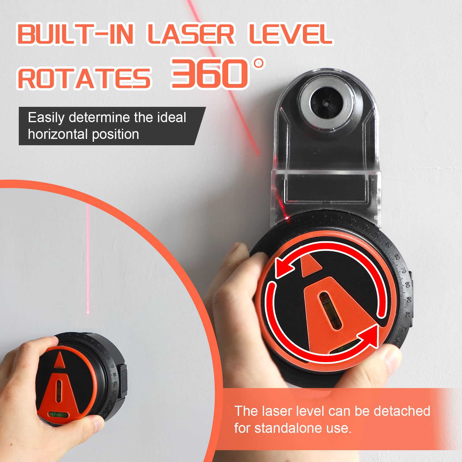 CPROSP Collecteur de Poussière avec Niveau Laser, Boîtier Collecteur de Poussière avec Ventouse électronique à Vide, pour le Perçage Sans Poussière de Surfaces Planes, Suspendre des Tableaux