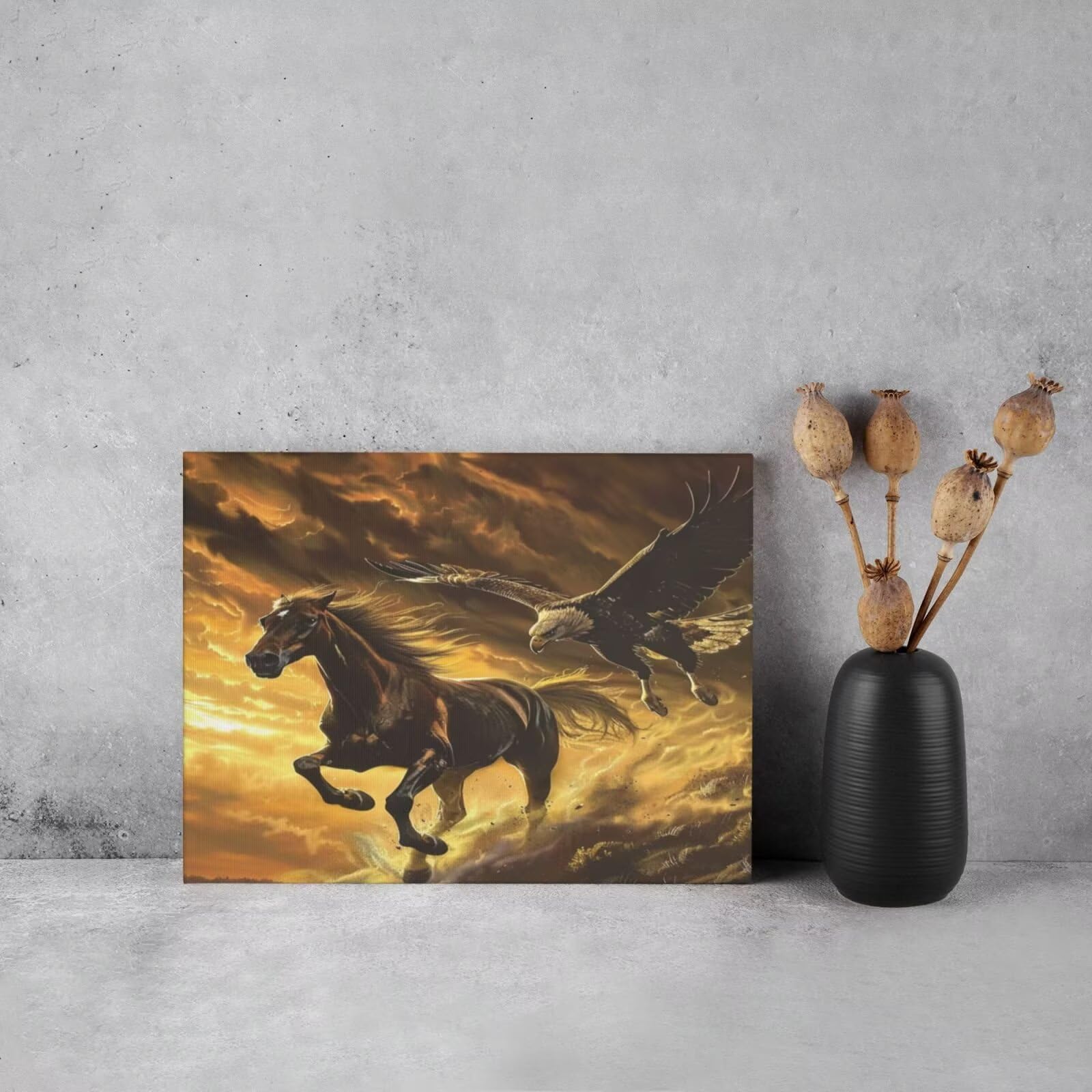 Kit per pittura con numeri per adulti, aquila, cavallo pittura con numeri per principianti, pittura acrilica con 6 pennelli, pittura ad olio per decorazione da parete, 100 x 75 cm, senza cornice)