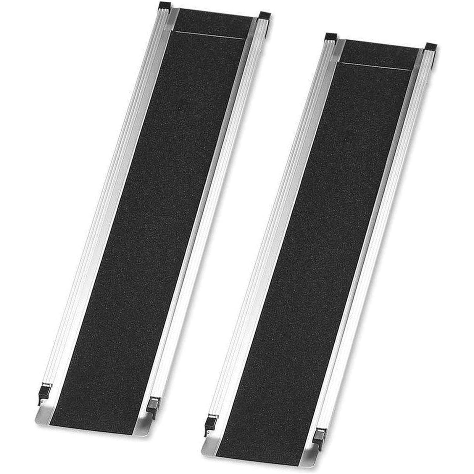 Rampas telescópicas para sillas de Ruedas de 2 Piezas, rampa de umbral de Aluminio Liviana con Superficie Antideslizante y Bolsa de Transporte, rampas telescópicas de 2 Secciones para escalones de e