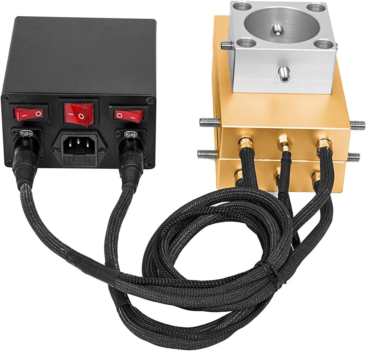 Golden 4" x 7" Aluminum Heat Press Plates Kit - DIY Industrial Hydraulic Heat Extractor with Double-Side Heating and Movable Control Box