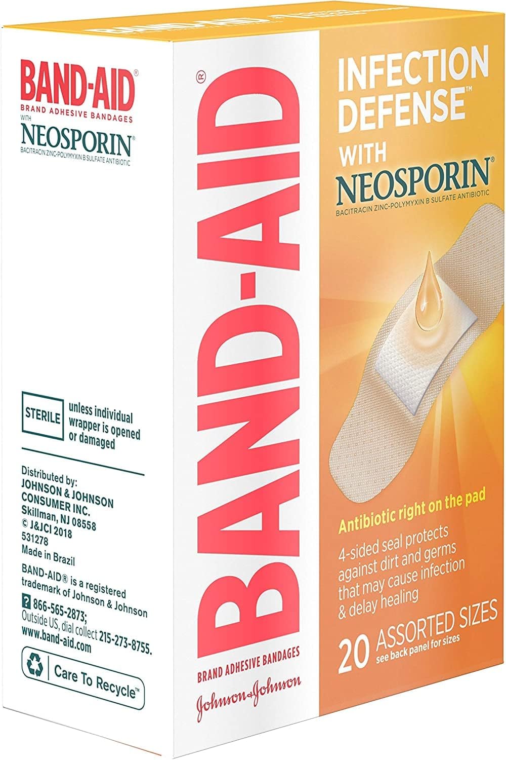 BAND-AID With Neosporin Bandages Assorted Sizes 20 Each ( Packs of 5)