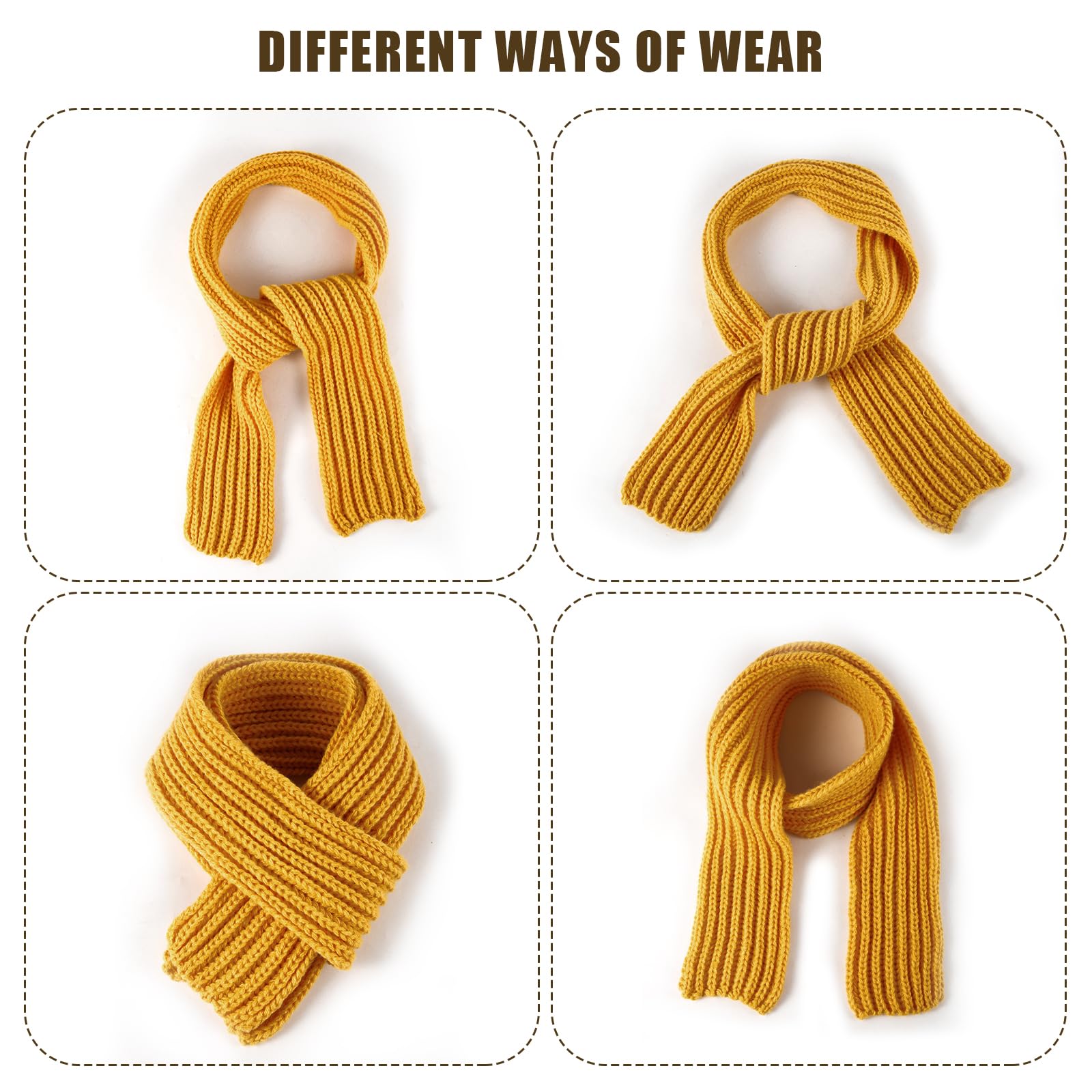 XIHIRCD 2 Bufanda para Niños, Bufandas de Punto Pequeñas Calentador Cuello Invierno Ropa de Invierno para Niños Pequeños, Niñas y Niños en Clima Frío (Jengibre, Naranja Brillante)