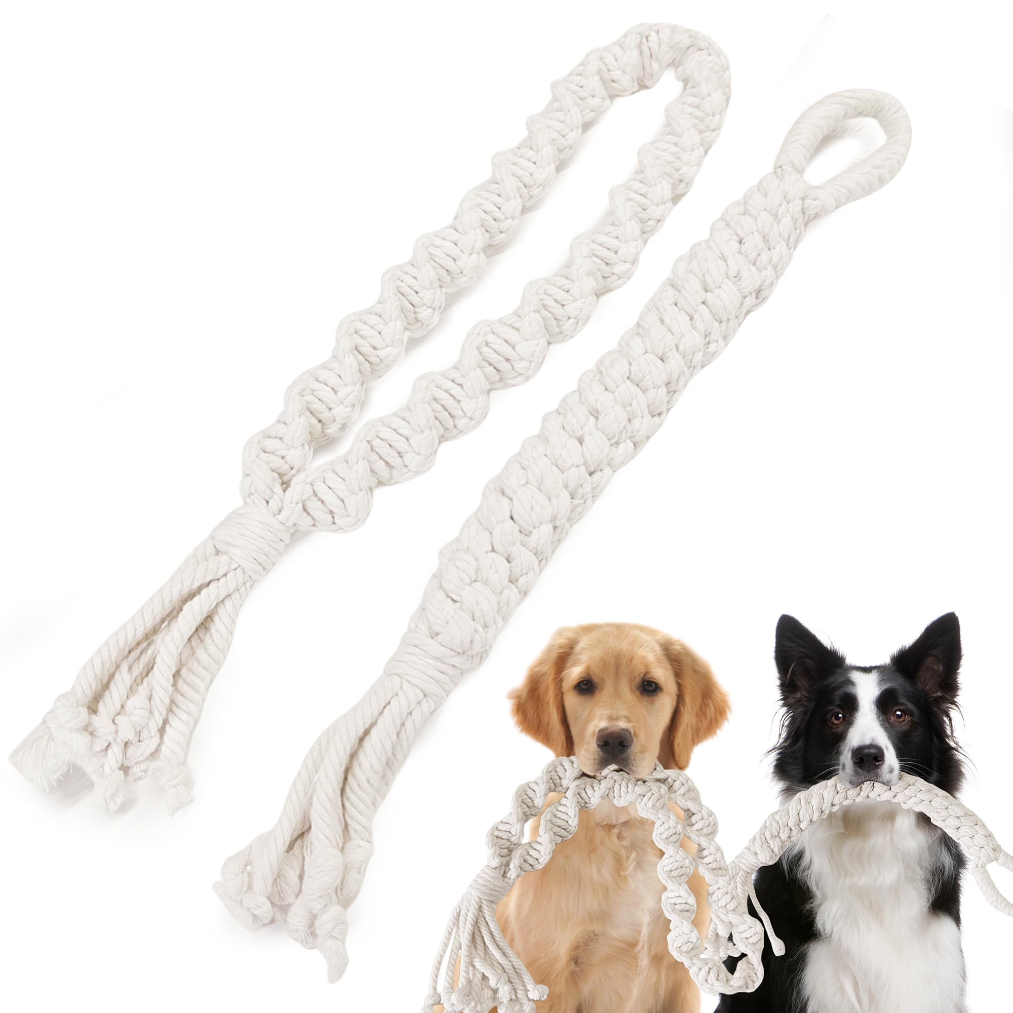 AmaCielo Dog Rope Toys for Large/Medium Aggressive Chewers, Tough Cotton Chew Toy, 18in Indestructible, Tug of War Dog Pull Rope Teeth Cleaning (2 pack-18Inch) — image 1