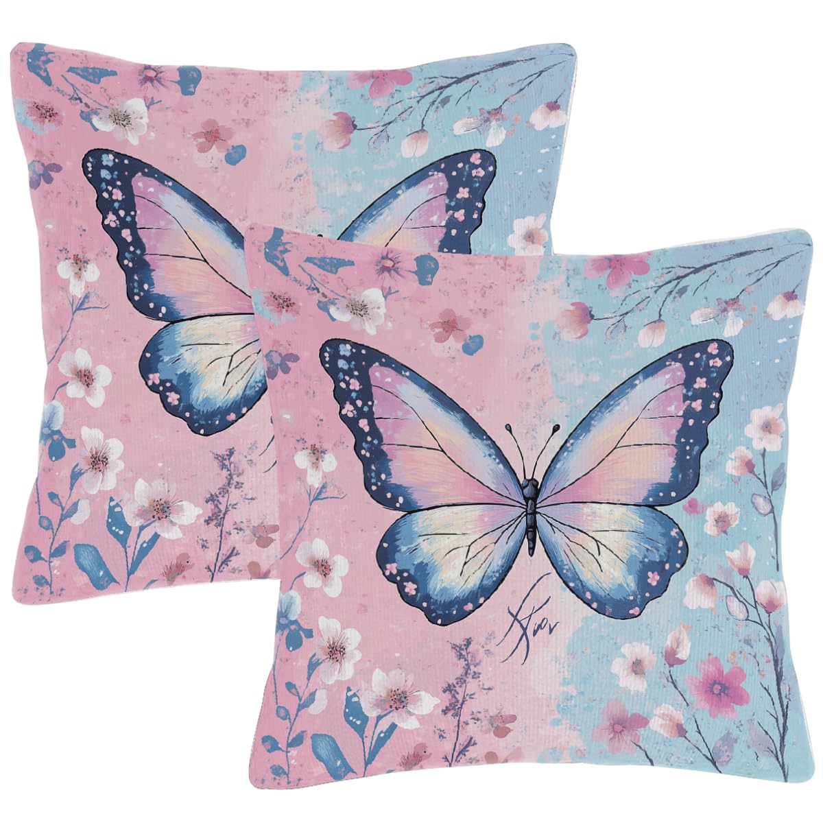 Housses de coussin papillon haut de gamme 55x55 cm pour canapé chic