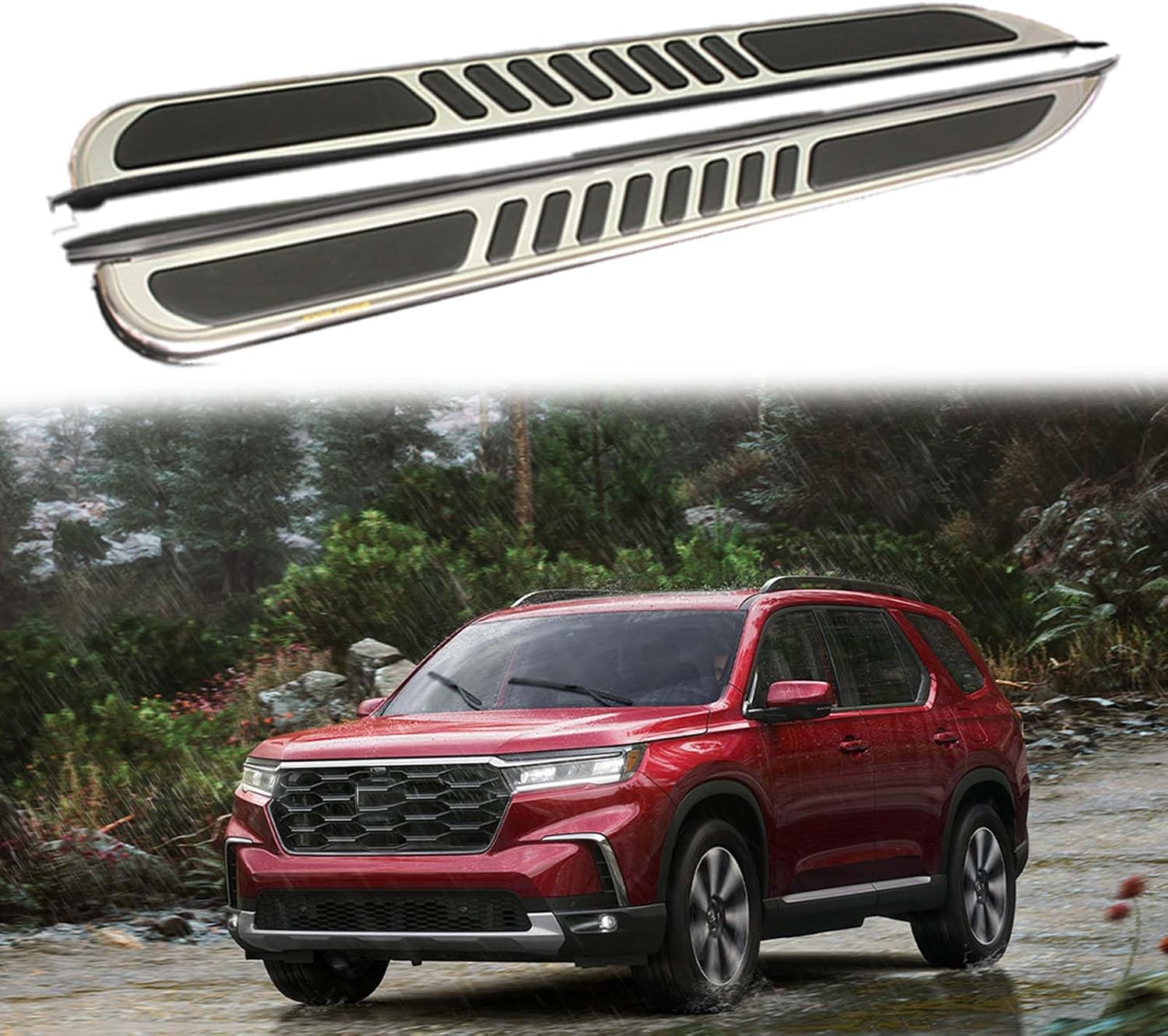 2Pcs Fit for 2023 2024 2025 Honda Pilot Aluminum Door Nerf Bars Side Steps Running Boards (with Brackets) (Style-5)