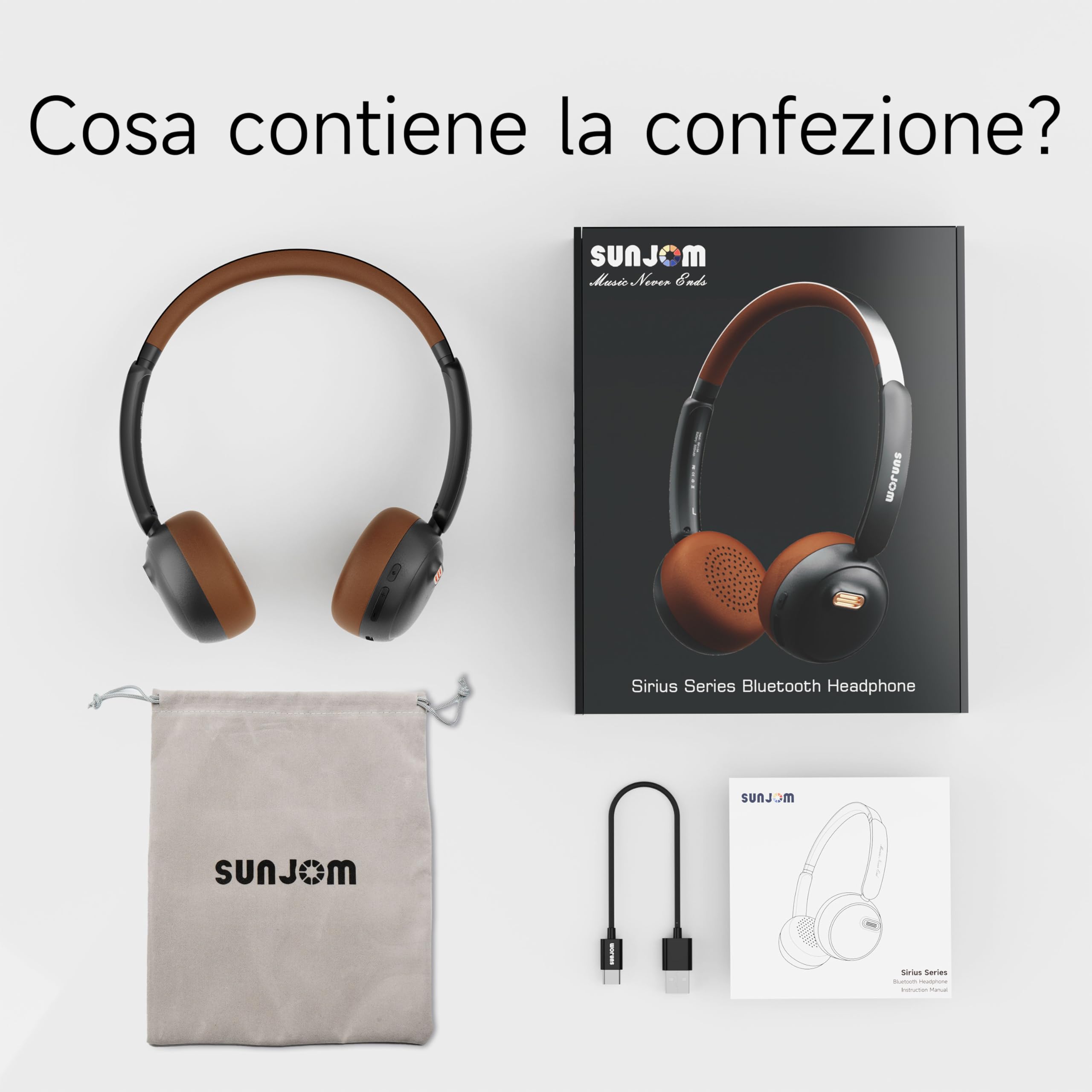 Sirius Cuffie Bluetooth Gaming Over-ear Wireless, Con Cancellazione Del Rumore, 70 Ore Di Riproduzione, ANC/ENC, Retrò,Ibride,Leggere,Con Microfono Integrato,Per Bambini,Studenti,Sport,Palestra (Nero)