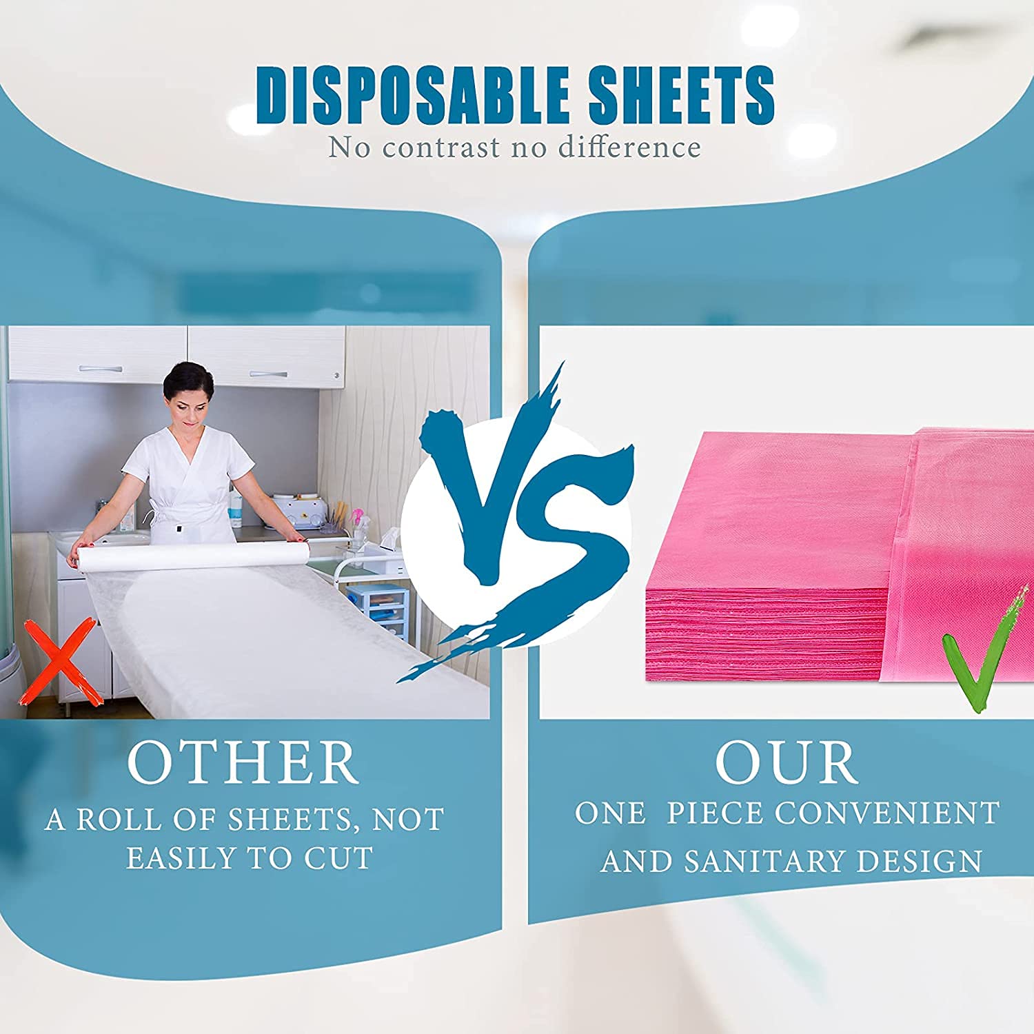 100pcs Massage Table Disposable Sheets, Waterproof Disposable Bed Sheets For Spa Tatto Lash Bed Hotels Beauty Salon Non-Woven Fabric 31" x 71" Pink