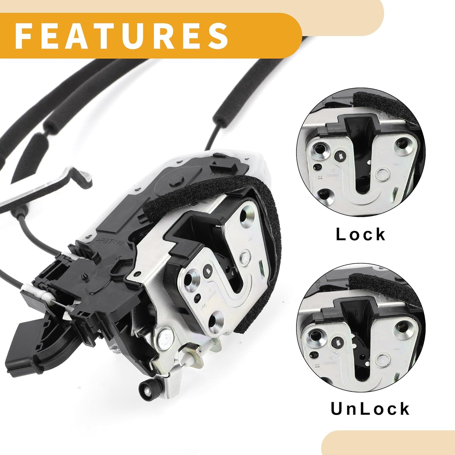 Power Door Lock Actuator Motor No.805001BA0A Front Right Passenger Side Door Latch Actuator Assembly for INFINITI EX35 2008-2012 for INFINITI QX50 2014-2017 with Cable