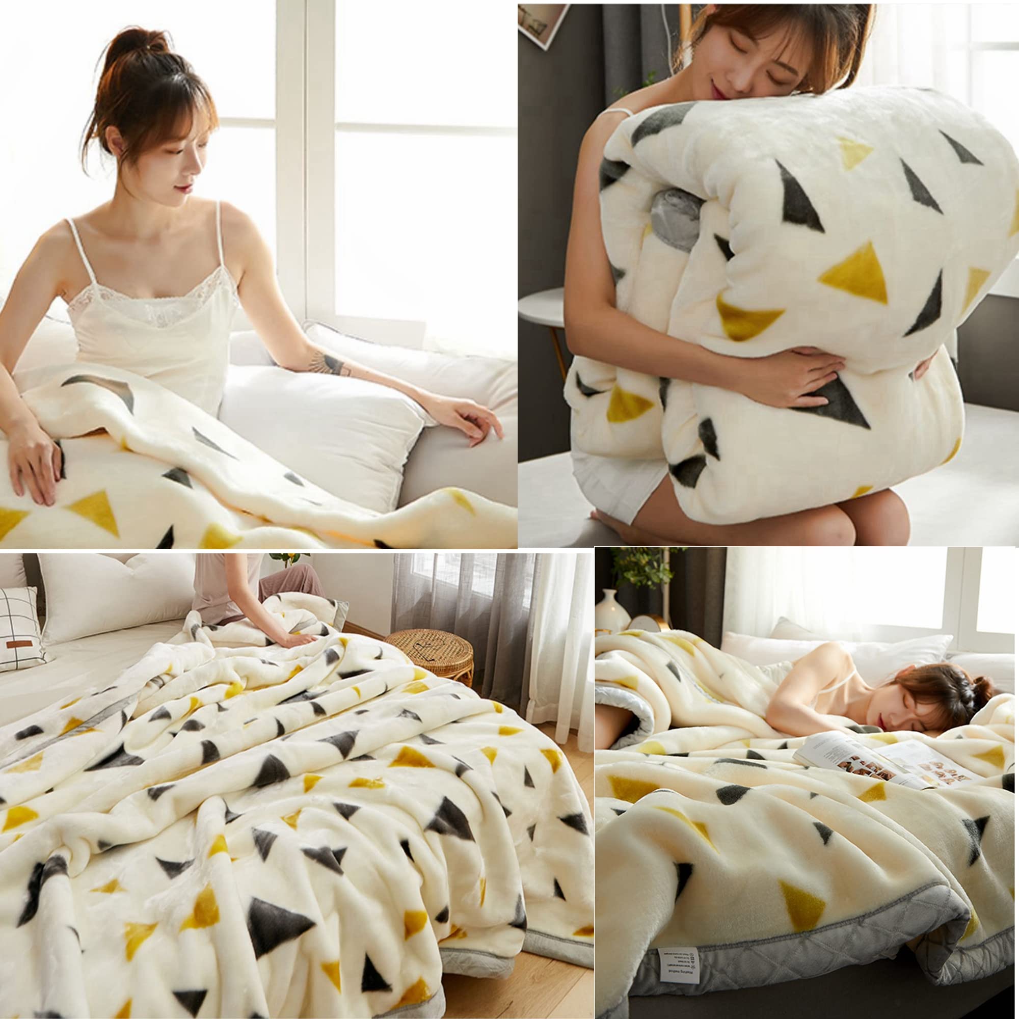 XIUDONG Coperta in pile pesante, 200 x 230 x 3 cm, 3,5 kg, con motivo a triangoli, per l'inverno, per letto ponderato, per dormire, divano