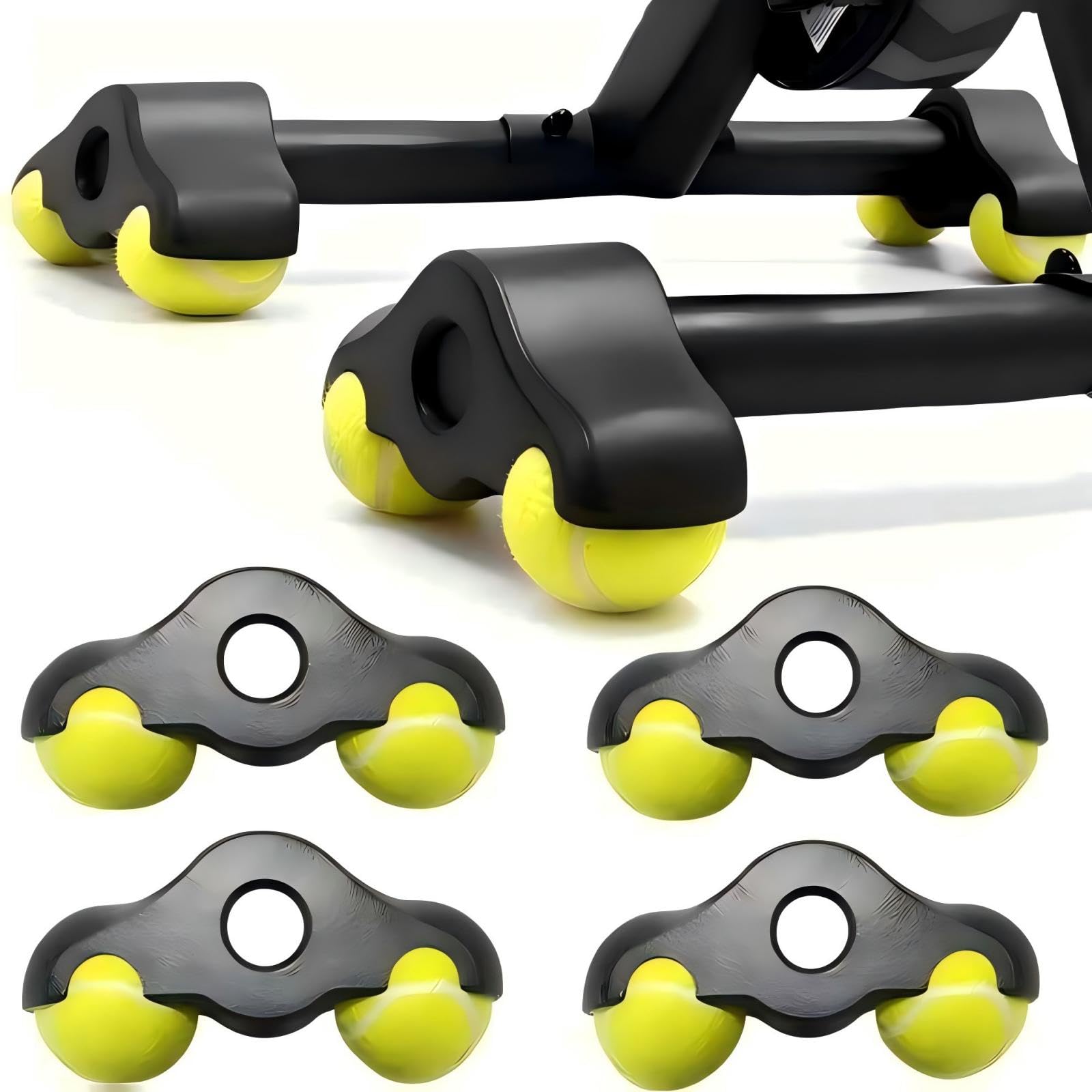 FARYODI Rocker Plate Feet 4 sztuki, adapter Cycling Snap Rocker Feet do wnętrz, przenośny trenażer rowerowy z płytą kołyszącą, nóżki z piłkami tenisowymi z 8 piłkami tenisowymi do trenażera rolkowego