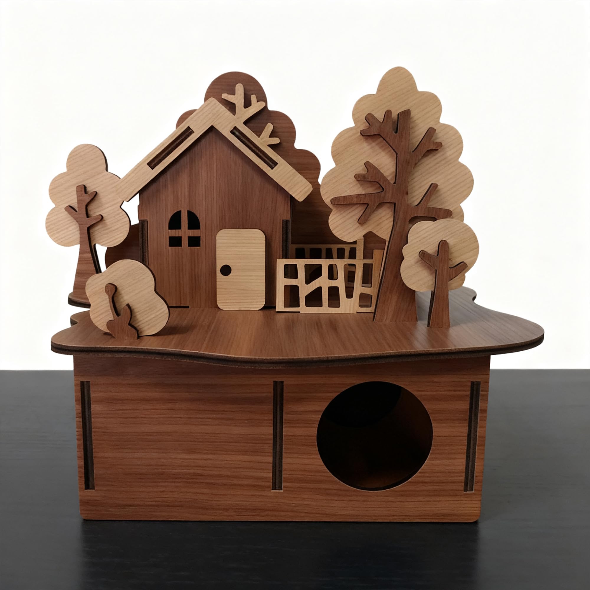 Wooden Hamster Hideout Cage Ladder Platform Pet Mouse Habitat