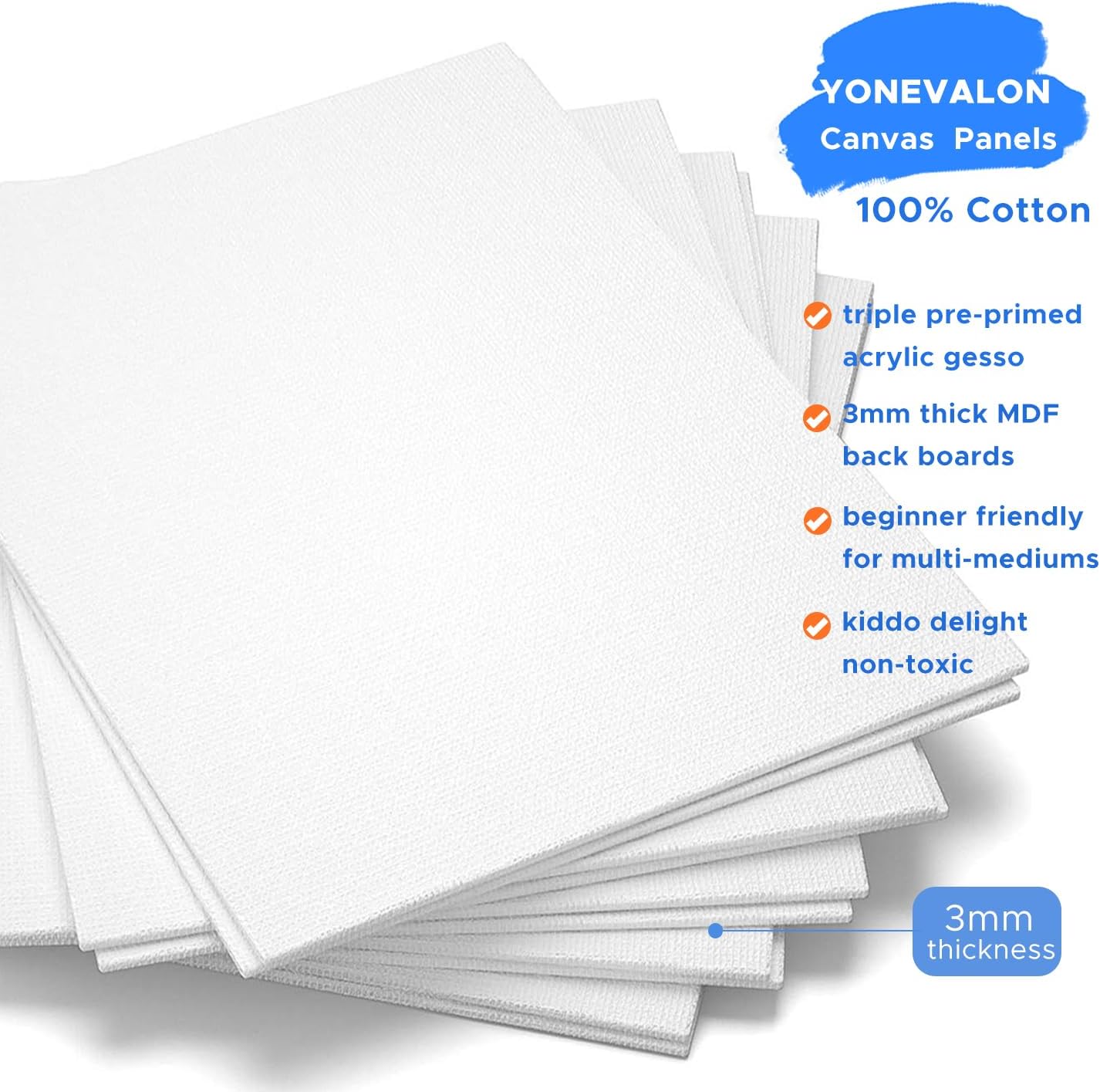 Canvases for Painting 48 Pack, 8x10 inch Blank Canvas Boards, Primed Acid-Free 100% Cotton Canvas Panels for Acrylic Oil Tempera Watercolor Paints, Art Supplies - Image 3