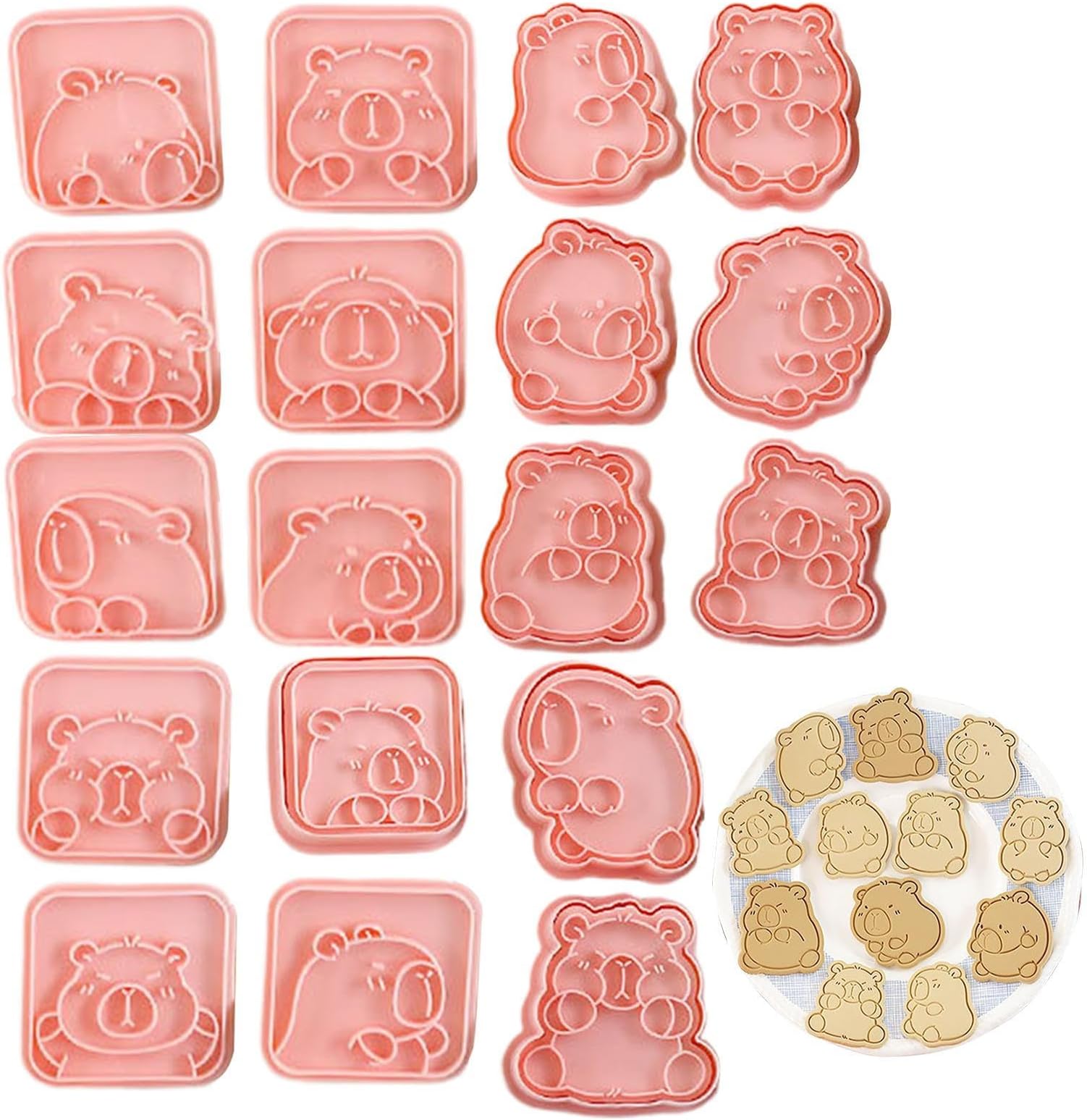 Cookie Shapes Baking Set - 3D Capybara Bread Cutting Mold - Pastries Making Tool for Soft Fruit Cheese Fudge Halloween Wedding Pancake Holiday