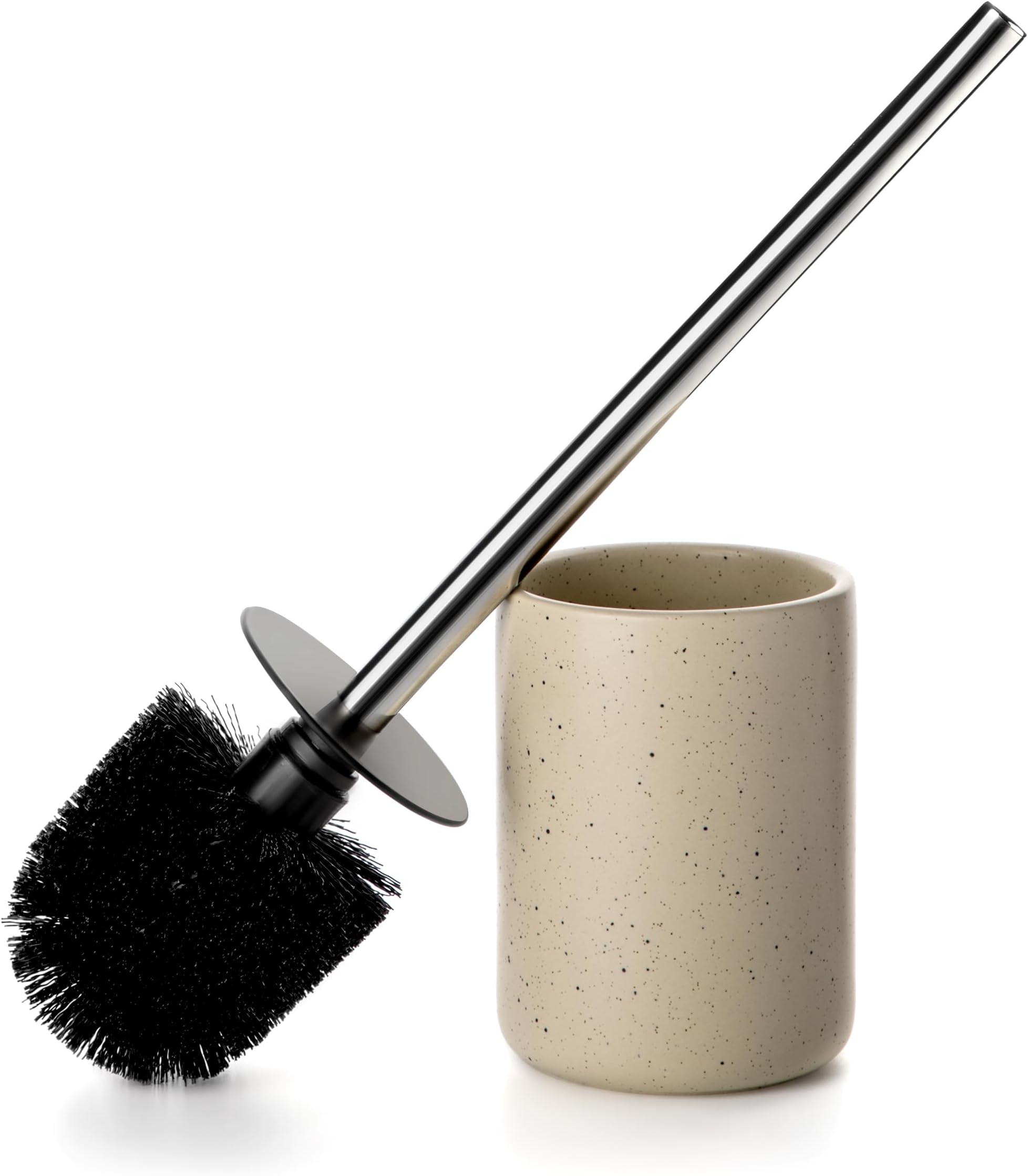 Land Series Ceramic Toilet Cleaner Brush and Holder Set for Bathroom, Non-Scratching Toilet Bowl, Rust-Proof (1 Pack)