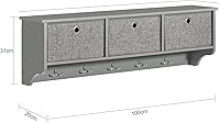 Vista 4 de SoBuy Wall Shelf with Hooks, Coat Rack Wall Mount with Shelf Entrywall Storage Cabinet Unit with 3 Baskets 5 Hooks, Grey, FRG282-HG