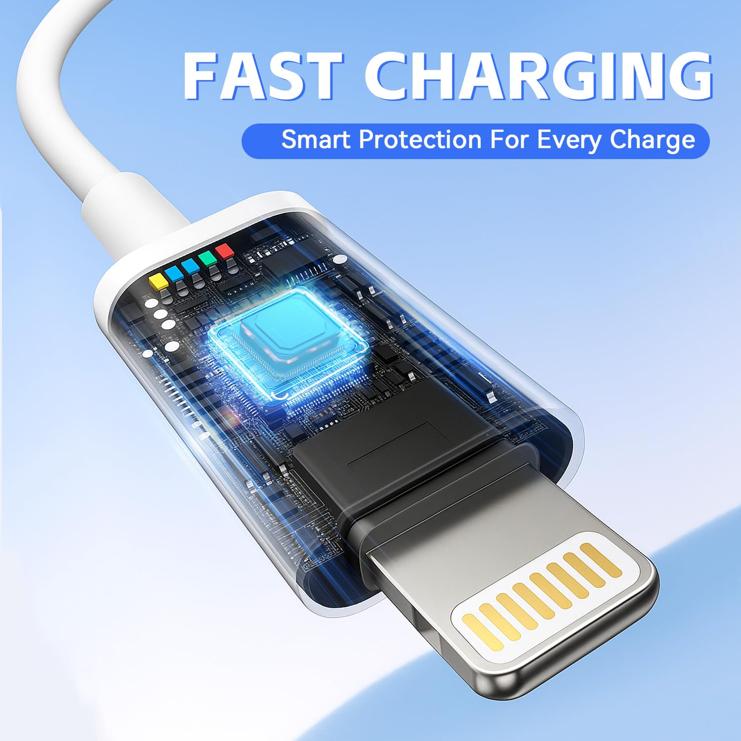 Lot de 3 câbles de charge Apple Carplay pour voiture, USB A vers Lightning, 1,0 m, compatible iPhone 14/13/12/11/Pro/Max/XR/XS/X/8/7/6S Plus/5S/SE 3ème/iPad Pro/Air/Mini