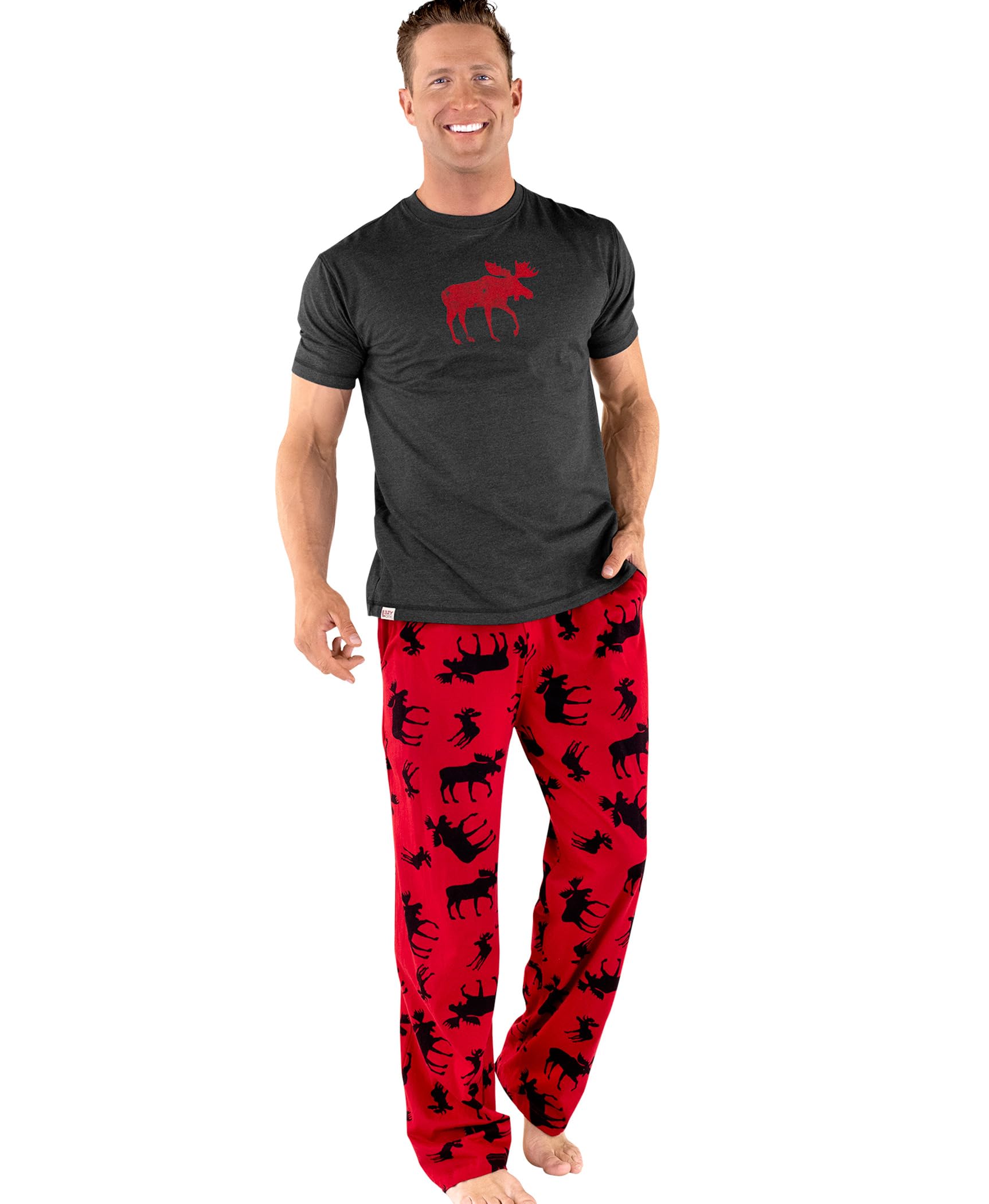 LazyOne Pajama Sets For Men, Short Sleeve Cotton Pajama Shirt and Pants with Funny Animal Prints, Comfy Pajamas For Men