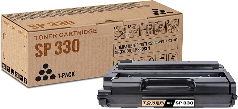 1 Pack SP 330 Black Toner Cartridge with Chip | Replacement for Ricoh SP 330 Work with SP 330DN SP 330SFN |408288
