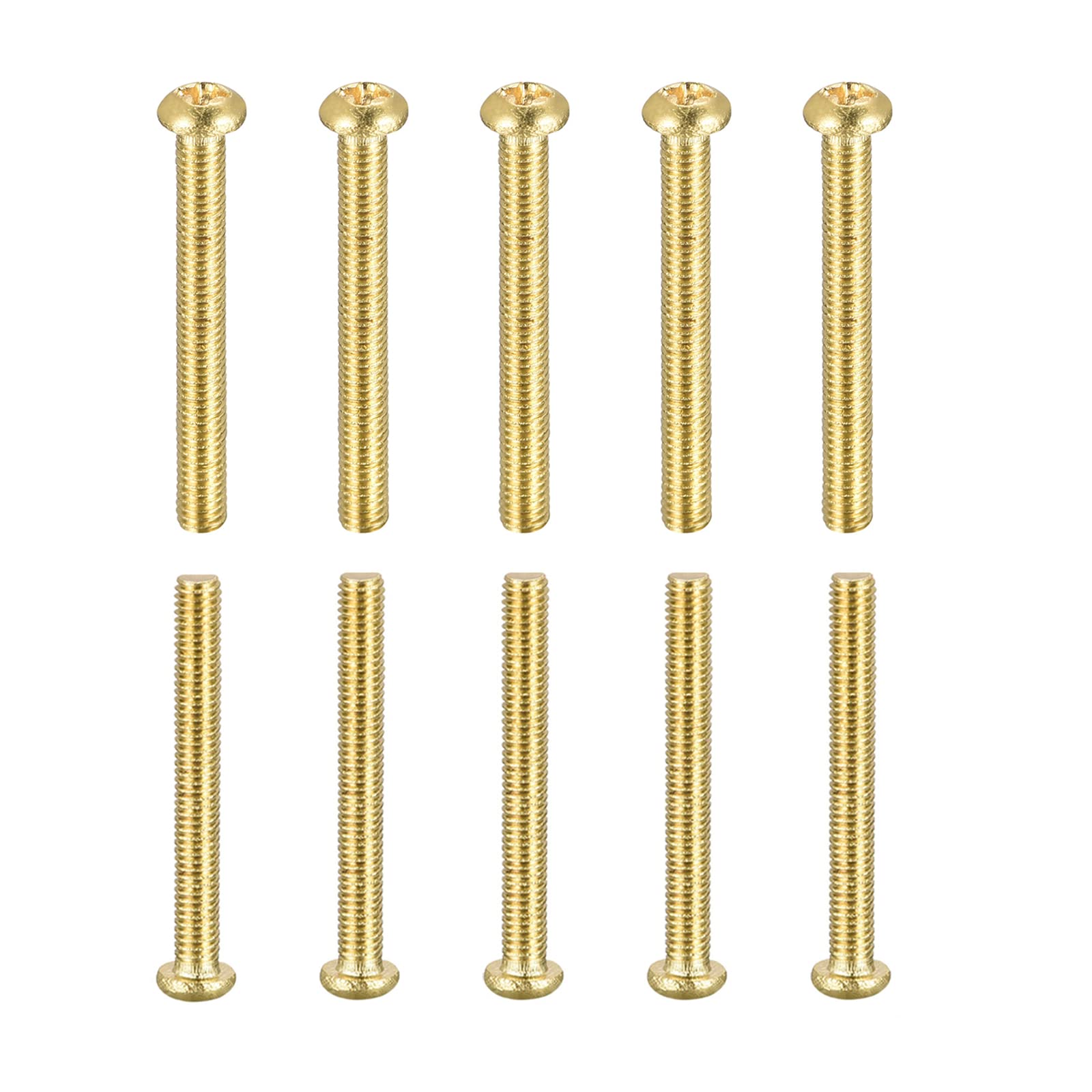 DTGN M3x25mm(DXL) Brass Phillips Machine Screws - 10Pack - Good for Machinery Industry - Pan Head Fastening Screw - Brass Tone