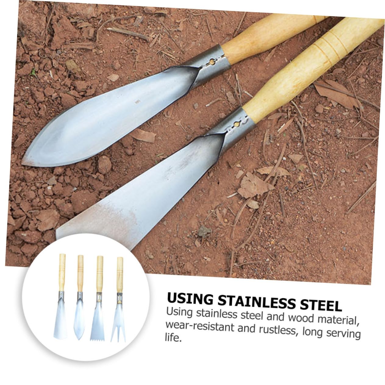 BESTonZON 4 Pièces Jardinage Acier Inoxydable Outils Pratiques pour Creuser Transplanter Désherber