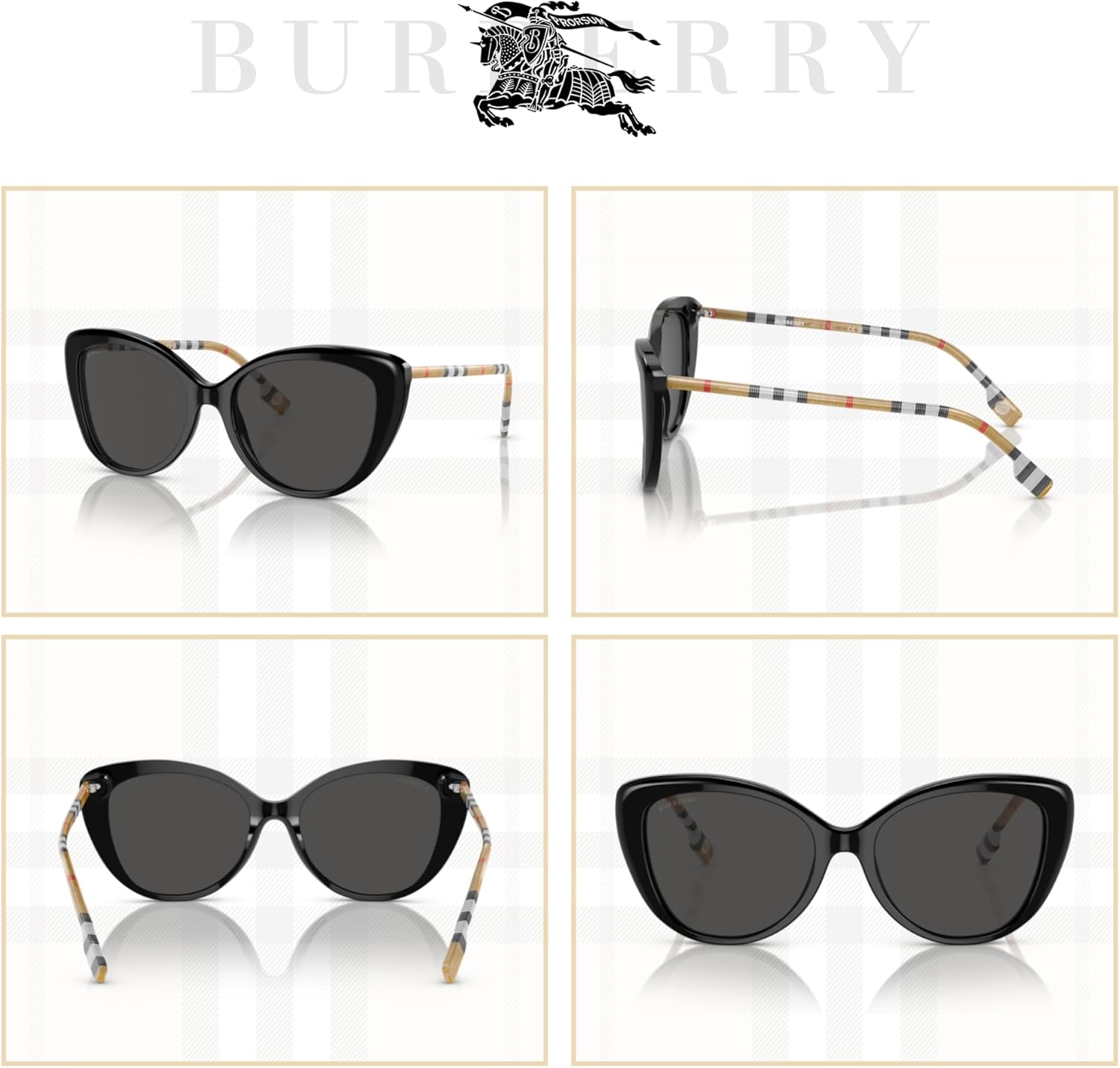 BURBERRY BE4407 Cat Eye Sunglasses For Women + BUNDLE With Designer iWear Complimentary Eyewear Kit - Image 4