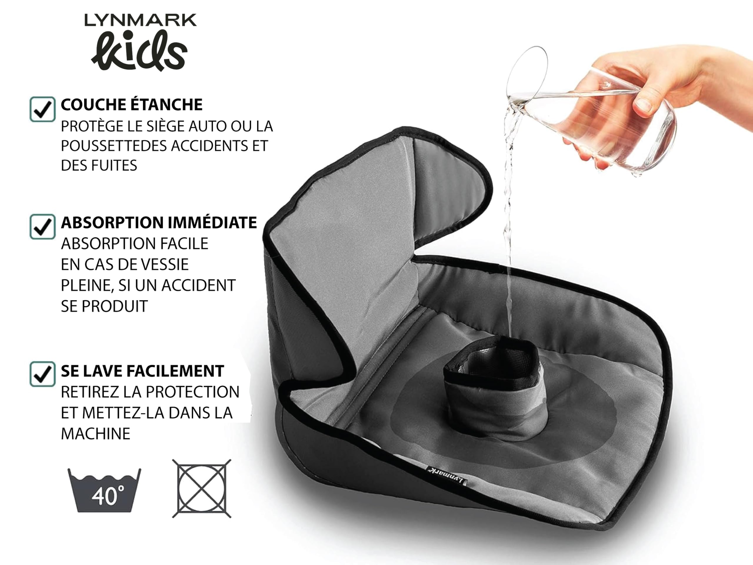 Lynmark® Protection Siège Auto Bébé pour Apprentissage De La Propreté – Protège Siège Auto Universel, Lavable en Machine, Contre Les Éclaboussures, Fuites De Couches, Accidents - Gris