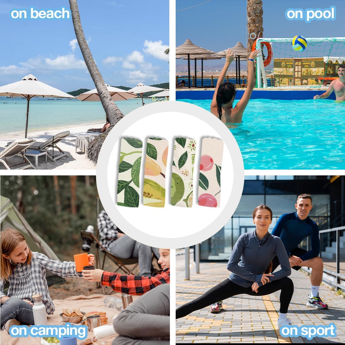 4 Pack Towels for Bathroom, Beach Towel, Microfiber Lightweight Beach Towels Oversized, Towel Accessories Vacation Necessities for Pool Swim Camping Travel Bath Spa Christmas 32x71 IN, Lemons Apple - Image 5