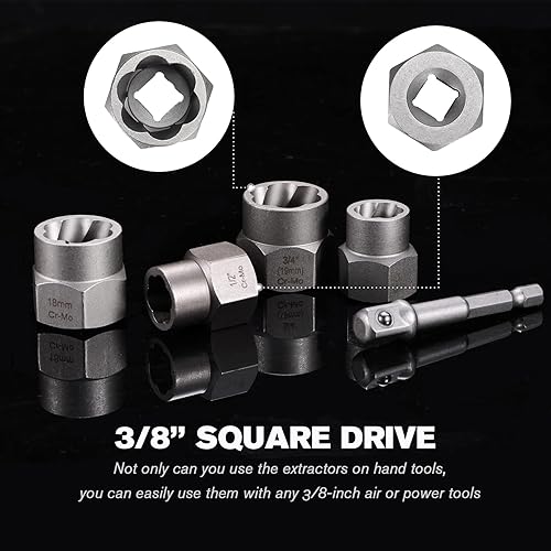 Miniatura 5 de REXBETI Juego de extractor de tornillos de 41 piezas y removedor de tornillos pelados, estuche con extractor de pernos de 16 piezas, brocas HSS de