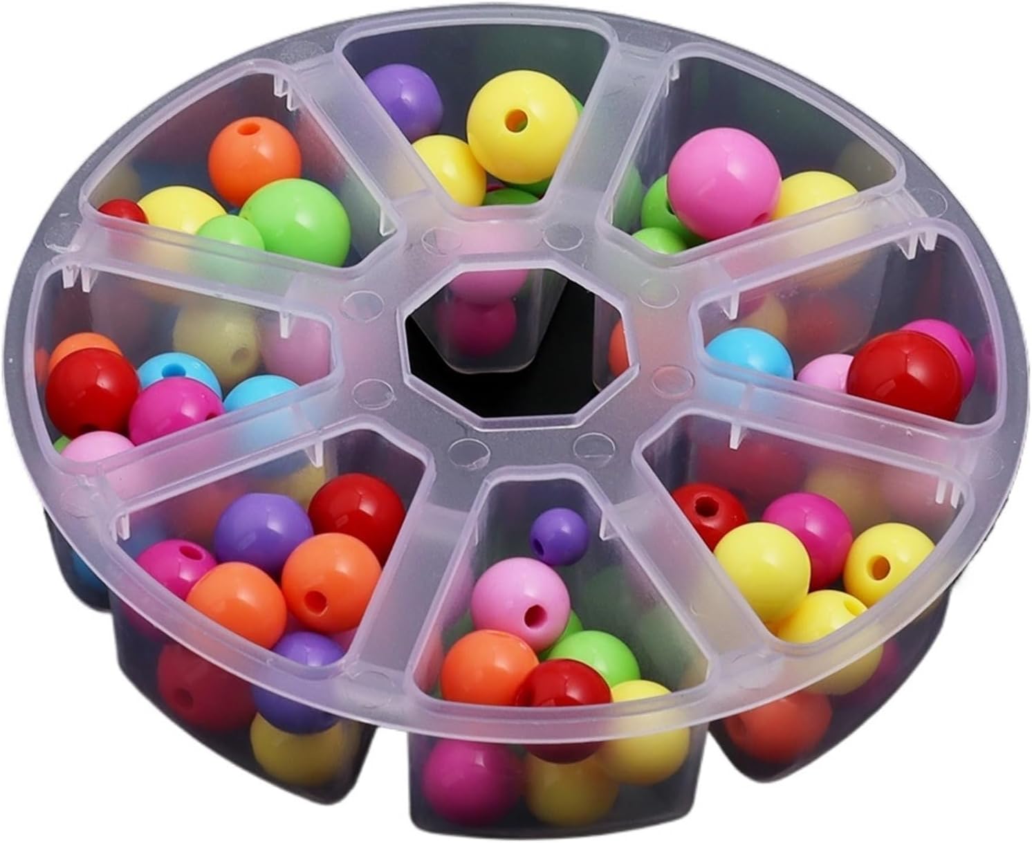 Bead Organizer 24pcs Round Plastic Transparent Storage Box Jewelry Beads Container Fishing Tools Accessories Small Items Sundries Organizer Case for Bead Arts and Crafts(Orange)
