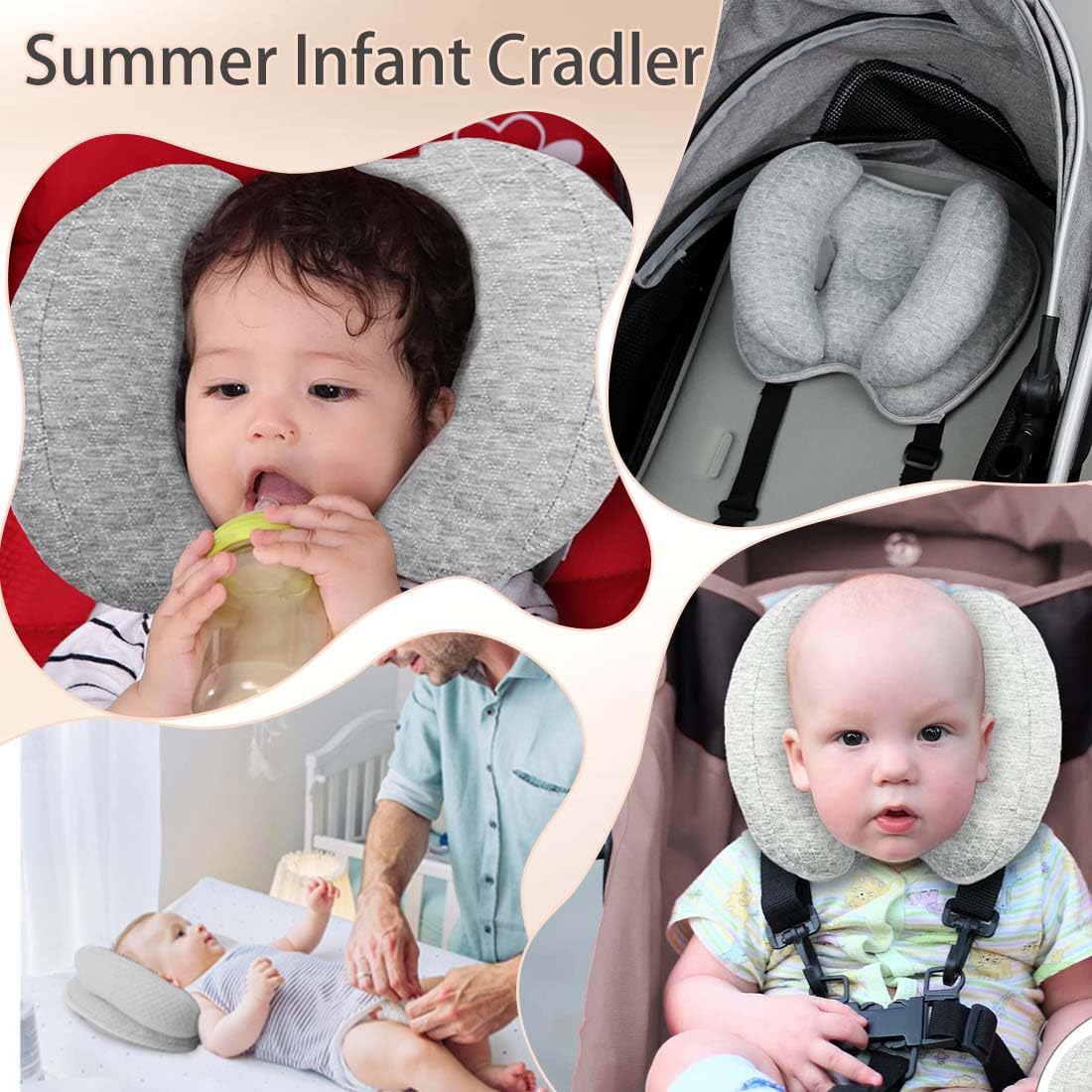 Almohada cervical para bebé, paquete de 1, almohada cervical para recién nacido, almohada cervical 2 en 1, almohada de viaje para apoyar la cabeza en el cochecito