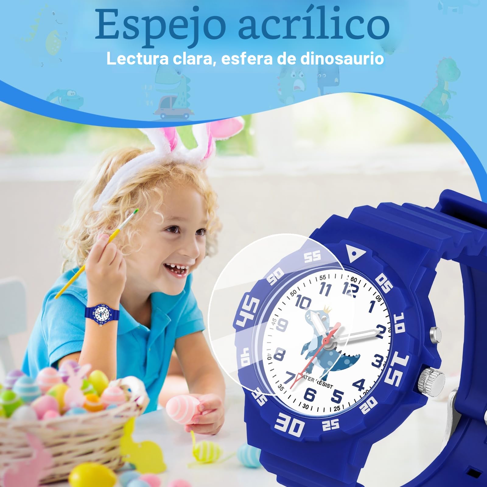 Reloj De Pulsera para NiñOs con Luz Nocturna Reloj AnalóGico para NiñOs Y NiñAs 30 M Resistente Al Agua para 4-12 AñOs FáCil De Leer La Hora para NiñOs.