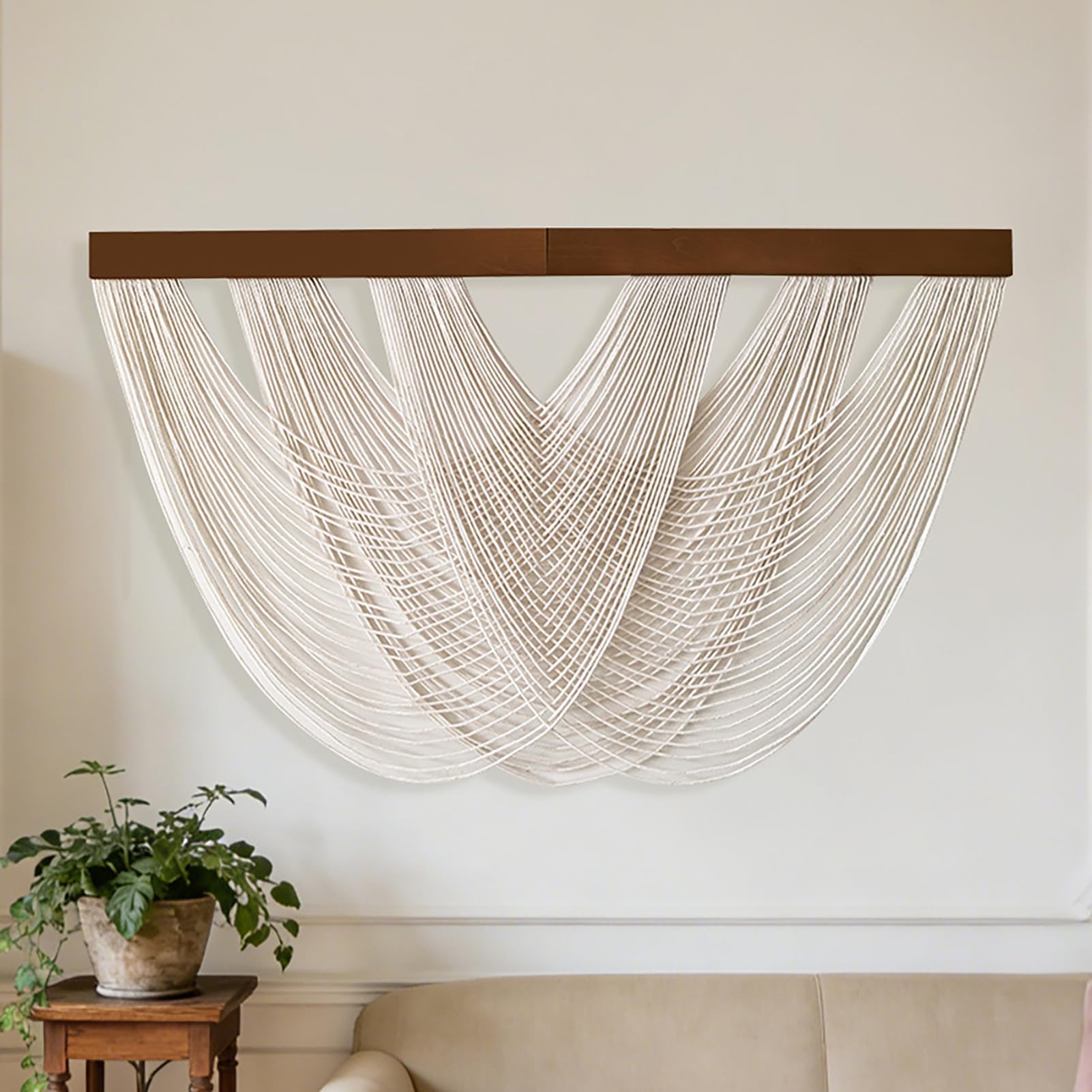 Genérico Gran Tapiz De Macramé, Tapiz Artesanal De Hilo. Decoración De Pared De Macramé para El Hogar, Decoración Boho para El Dormitorio Y El Salón,Blanca