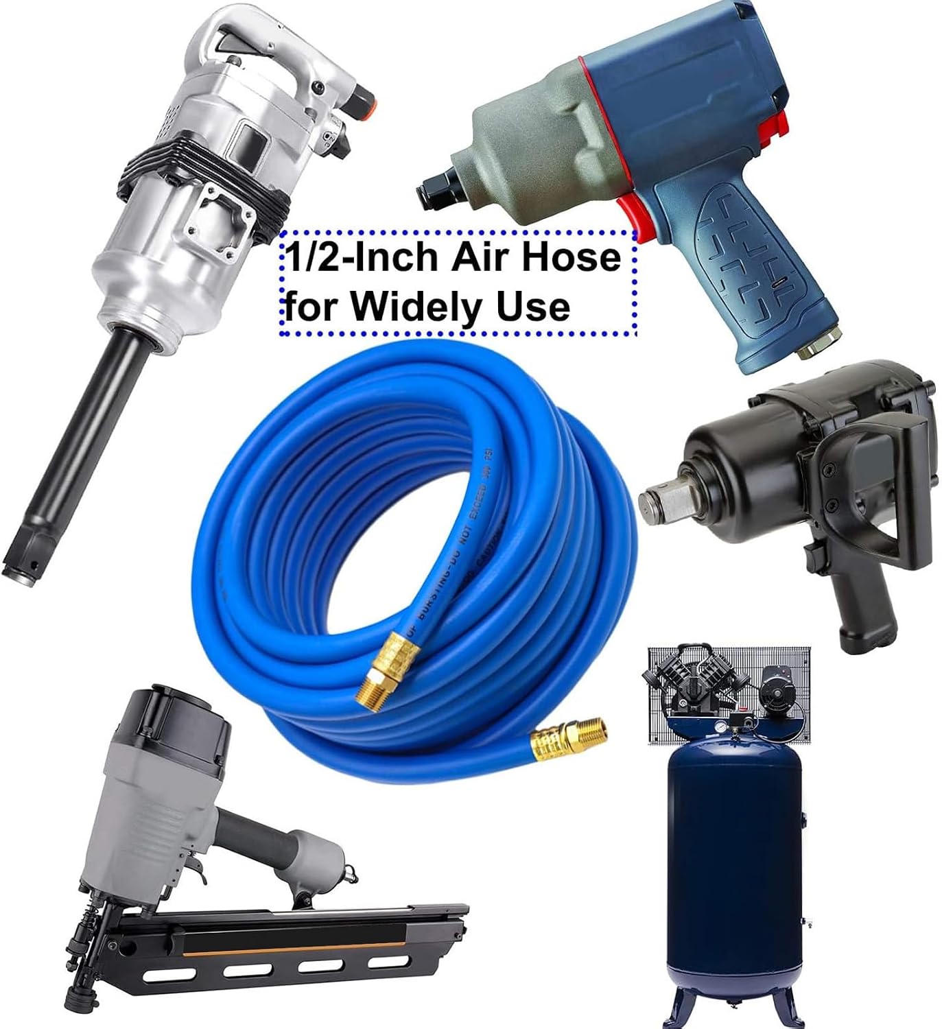4Pcs Air Hose Fitting Quick Connector 1/2in NPT Male Female 300PSI High Pneumatic Hose Fittings, with Valve Body for Air Hose Quick Connector