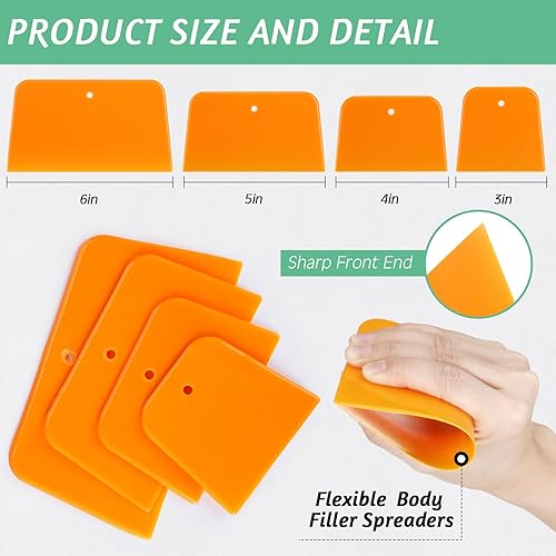 Vista 18 de Frienda Esparcidores de relleno de cuerpo, herramientas de plástico para aplicación automotriz, masillas, glaseados, calafatas, pintura