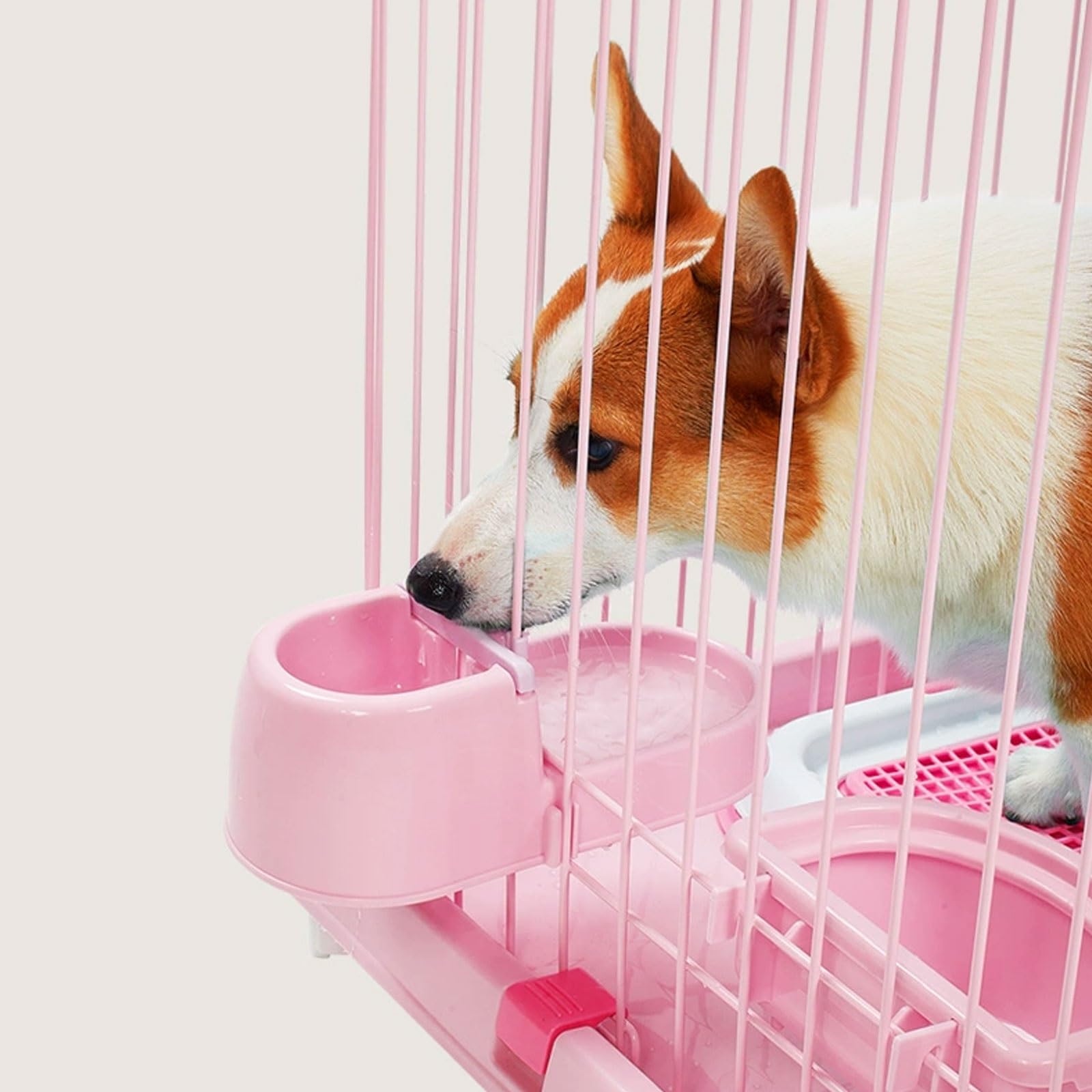 Kennel Gabbia for Cani Da Interno Trasportino Cane Con Serrature E Vassoio Rimovibile Resina E Ferro Tetto Panoramico Facile Da Pulire Disponibile in 2 Misure(Rose,94 * 62 * 76cm)