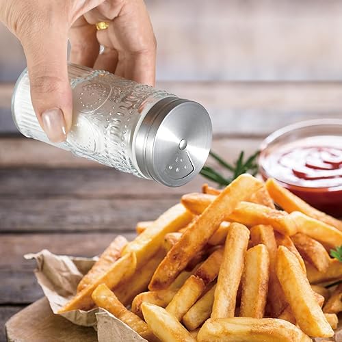 Miniatura 5 de Paquete de 2 saleros y pimenteros de vidrio con orificios de vertido ajustables, dispensadores de especias rellenables de 120ml para Himalaya, mesa,