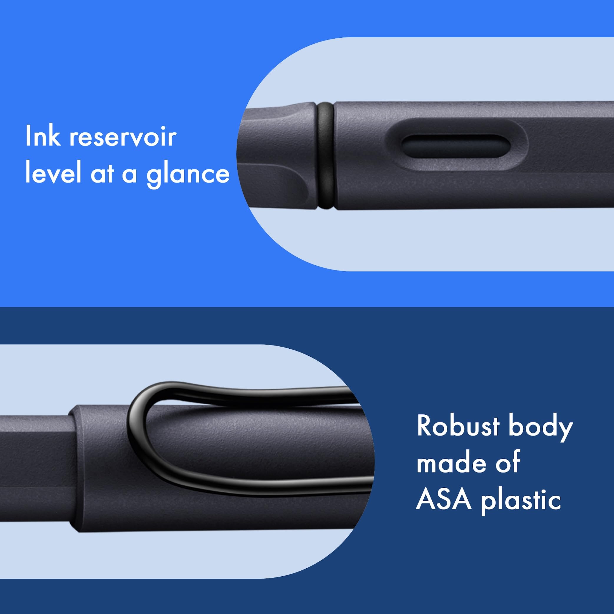 LAMY safari steel black, Fountain Pen with ergonomic grip & polished Left-Handed steel nib (LH) in size M - Image 3
